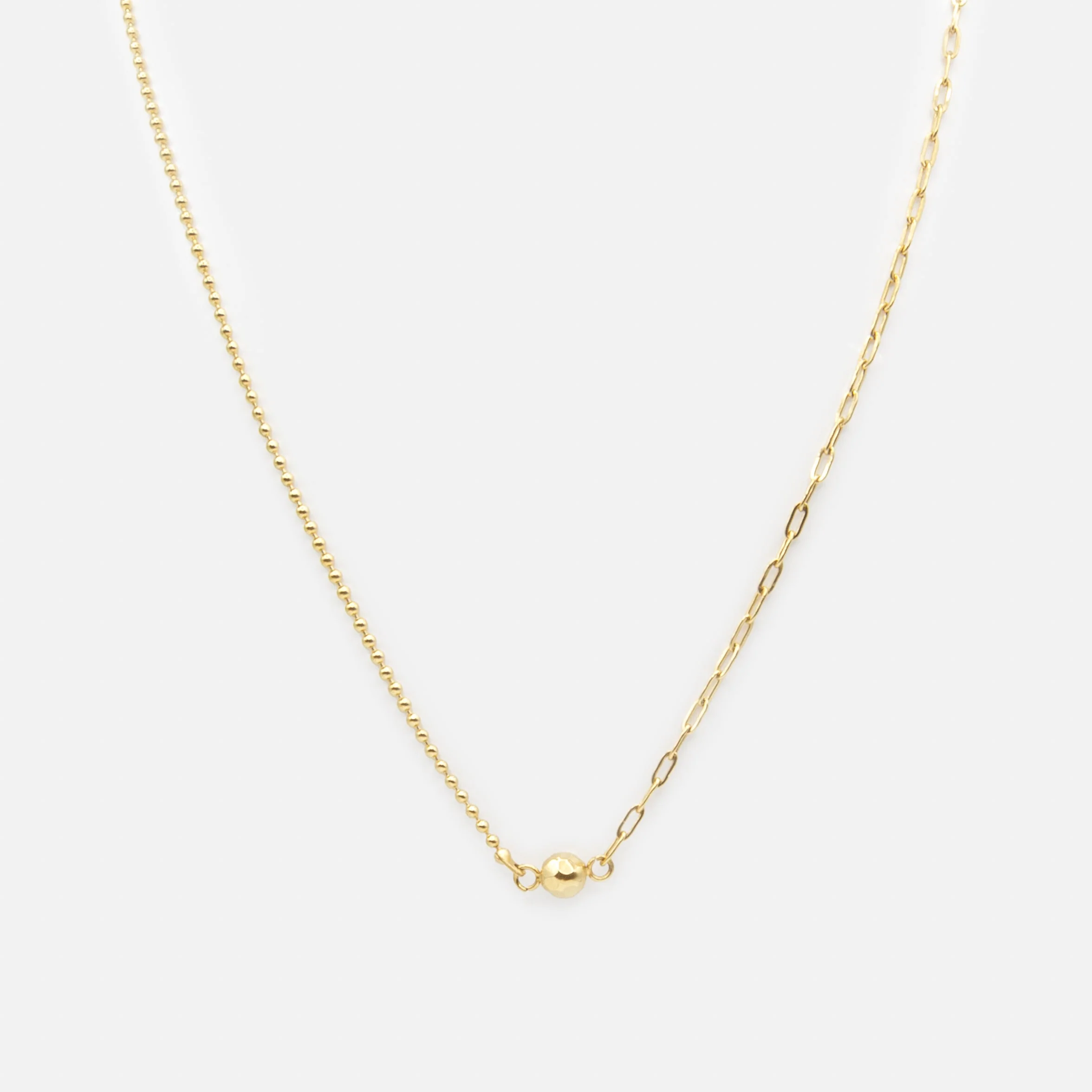 Collier doré bille solitaire en acier inoxydable