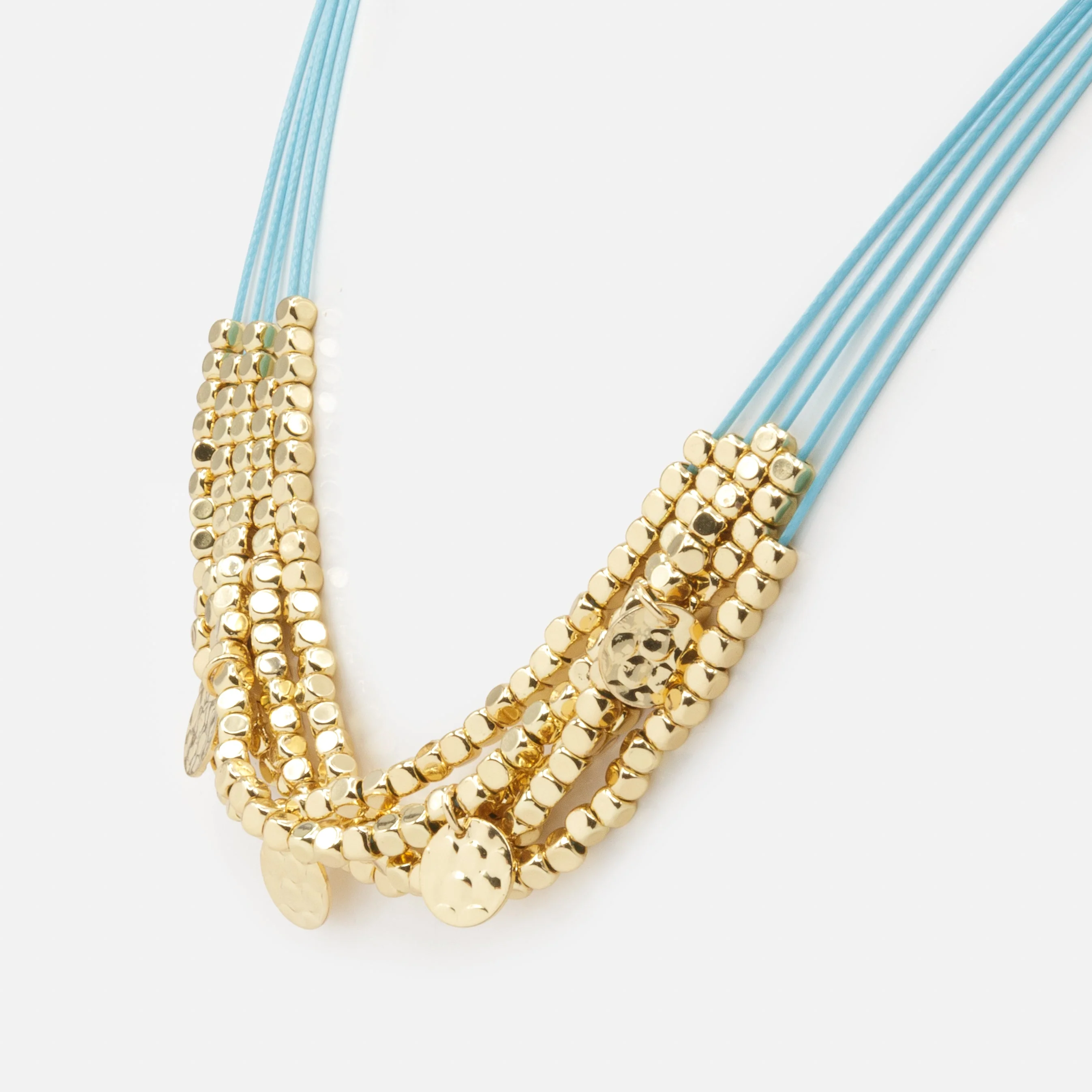 Collier de corde bleu pâle et doré - Image 2