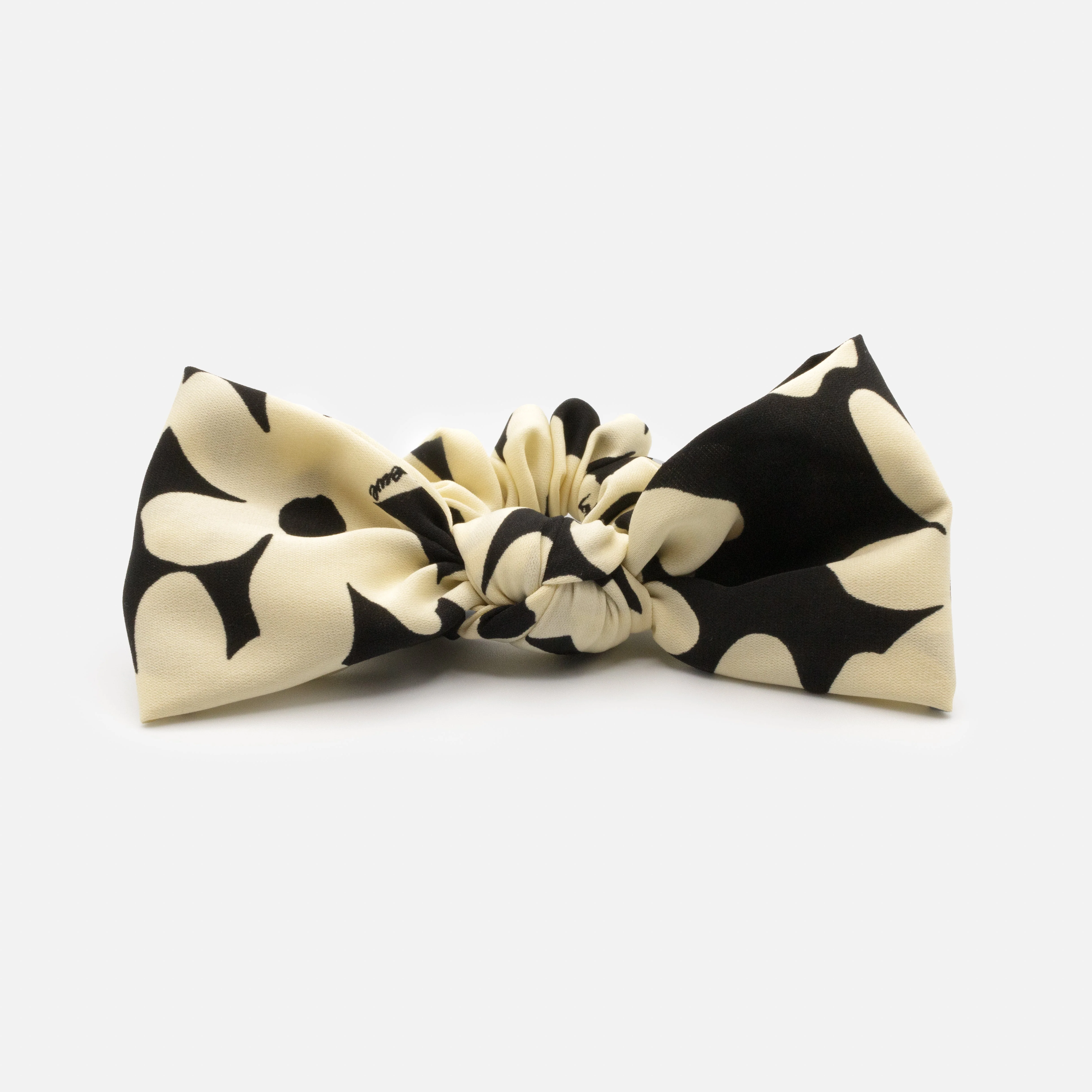 Chouchou Ă motif floral noir & ivoire avec boucle