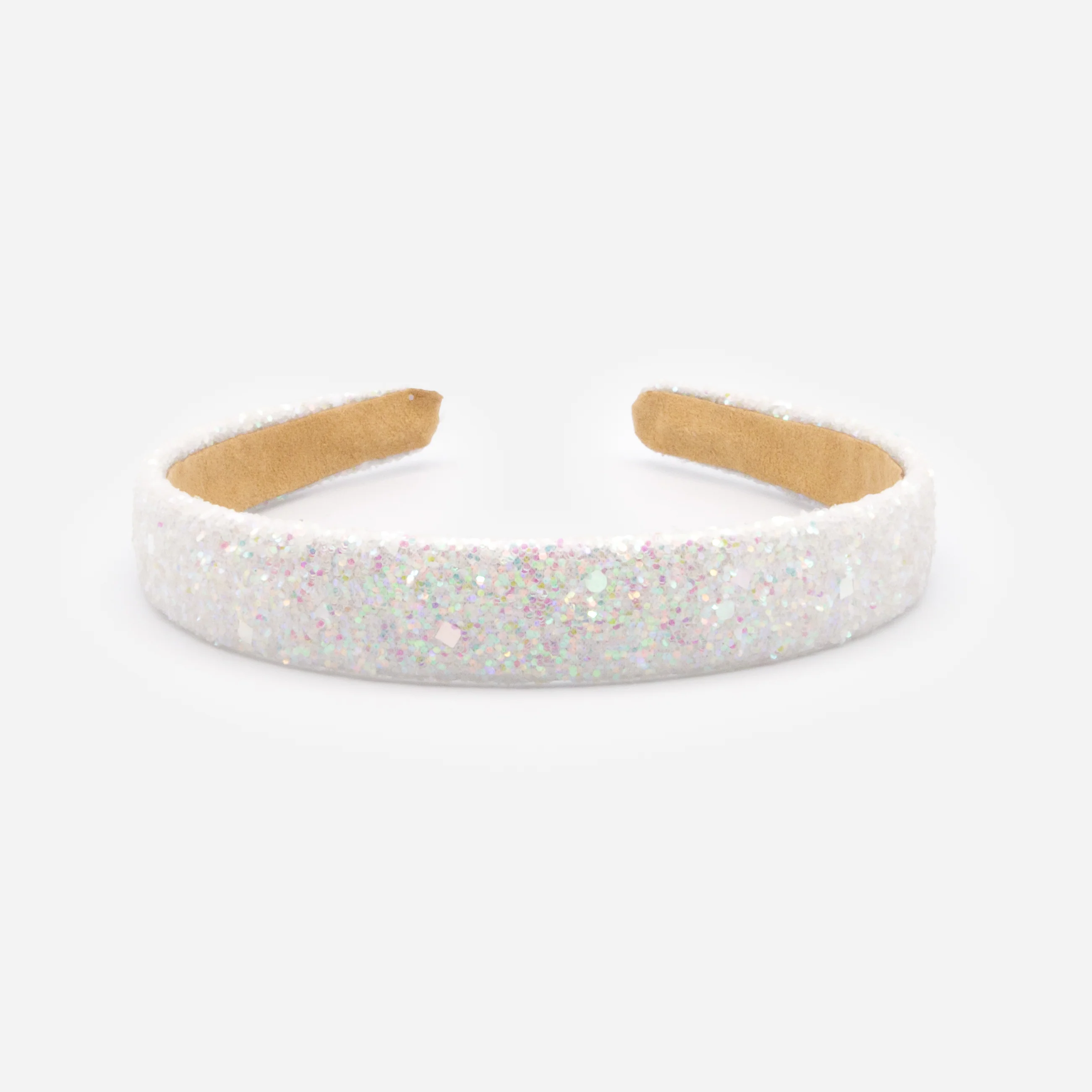 Bandeau blanc à paillettes iridescentes