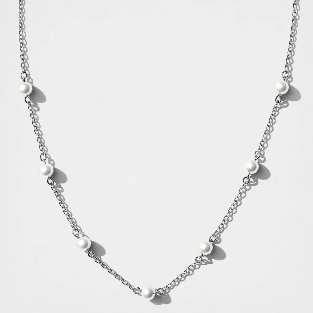 Collier argenté perles multiples en acier inoxydable