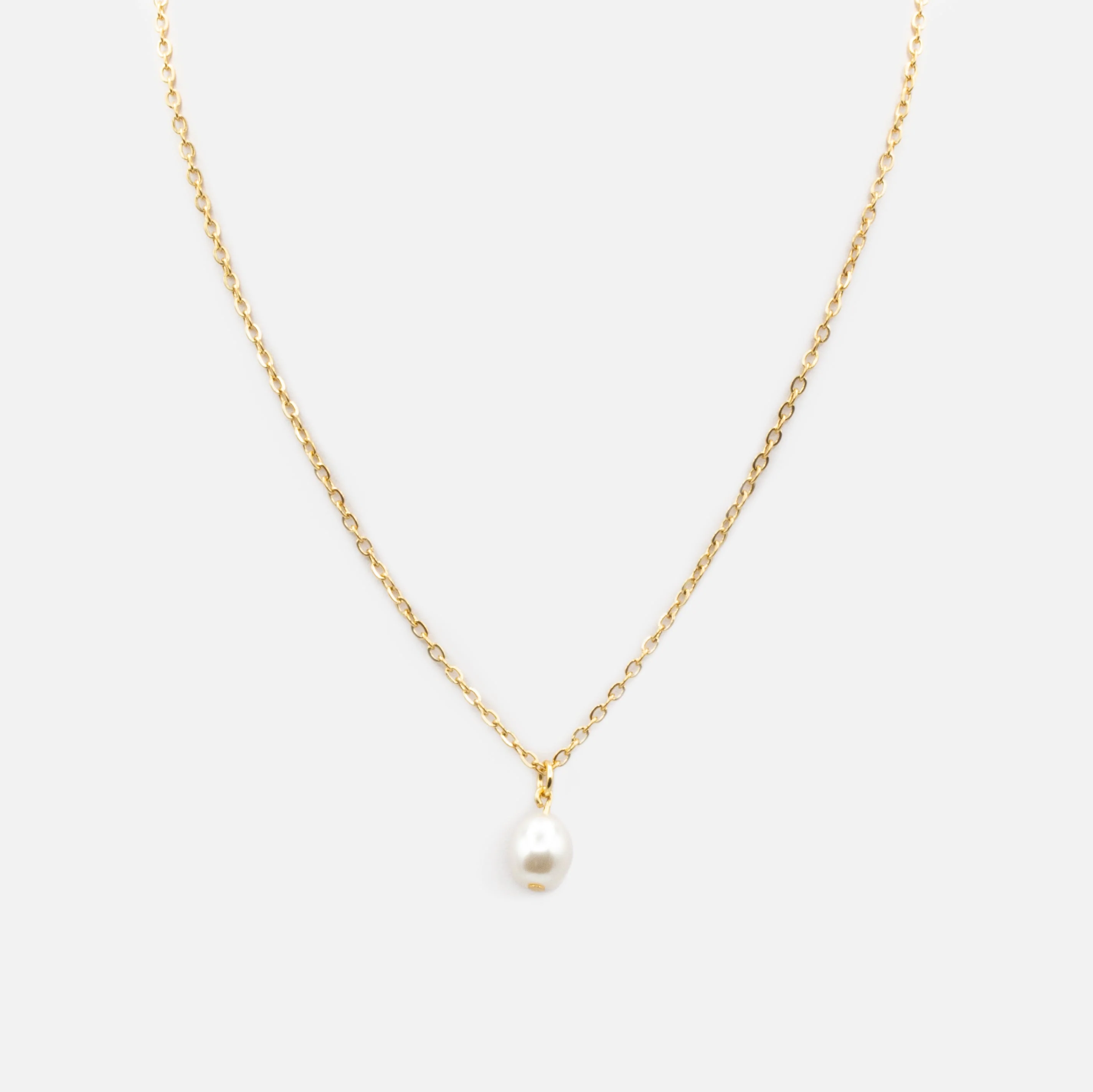 Collier doré breloque perle en acier inoxydable