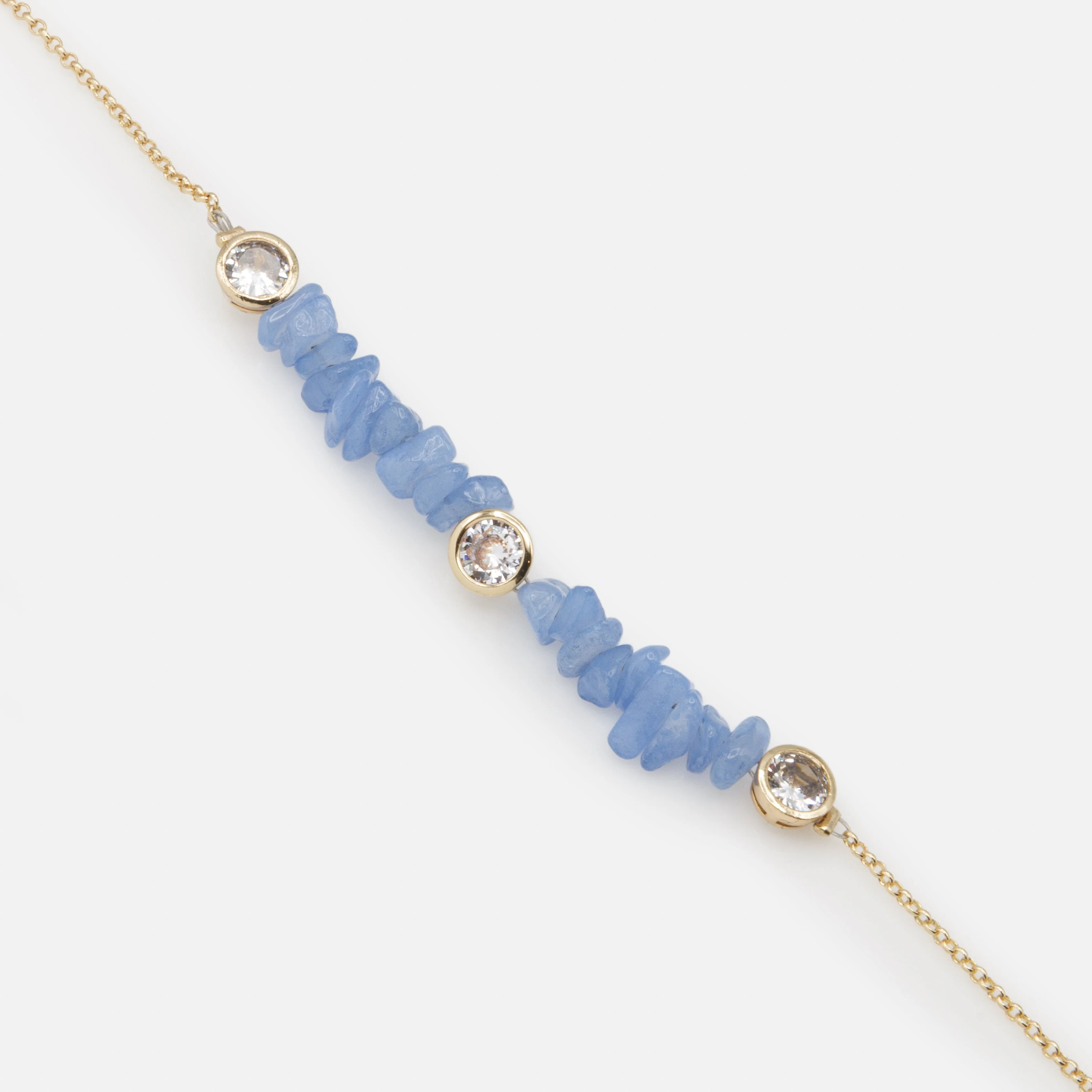 Bracelet doré petites pierres bleues - Image 2