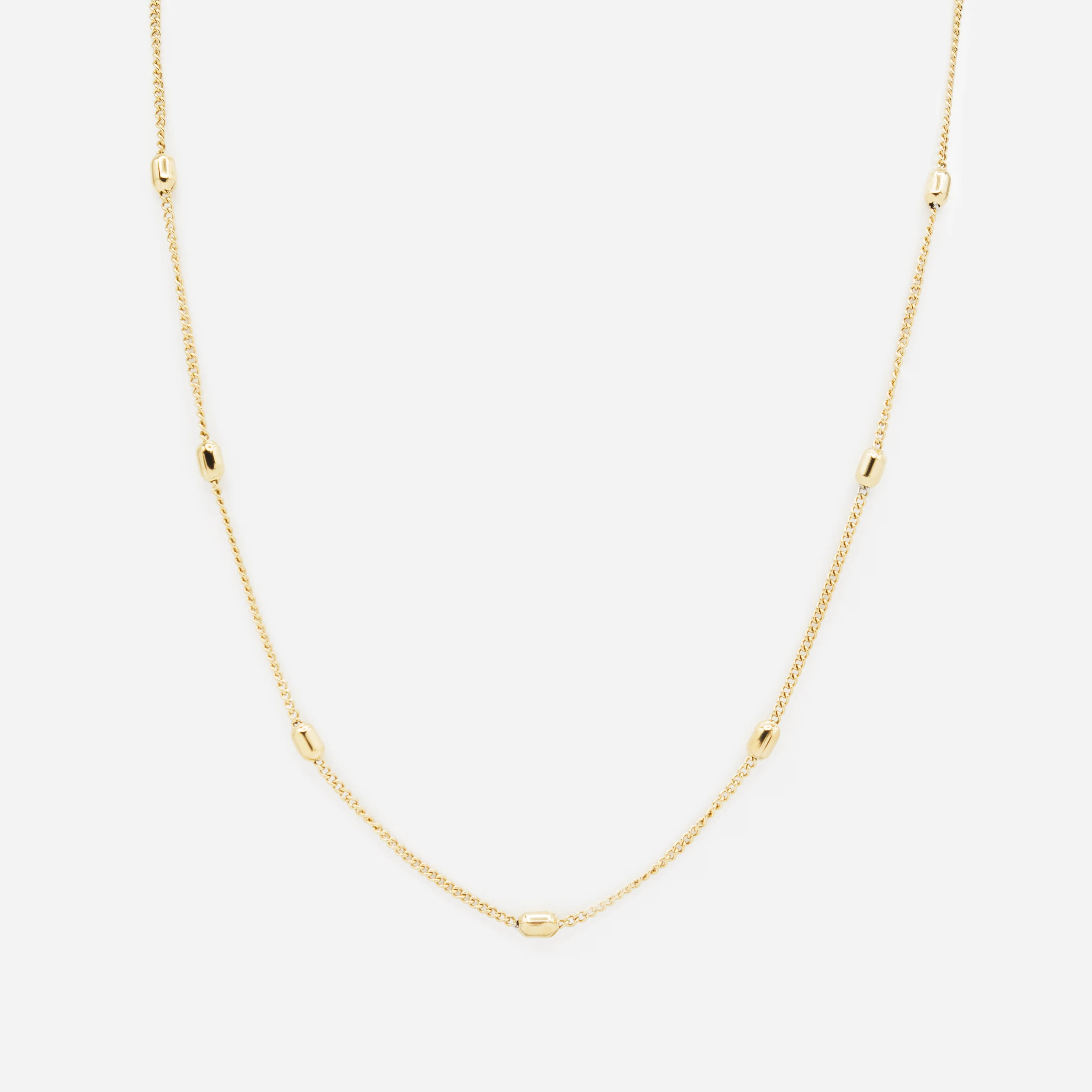 Collier doré à billes allongées en acier inoxydable