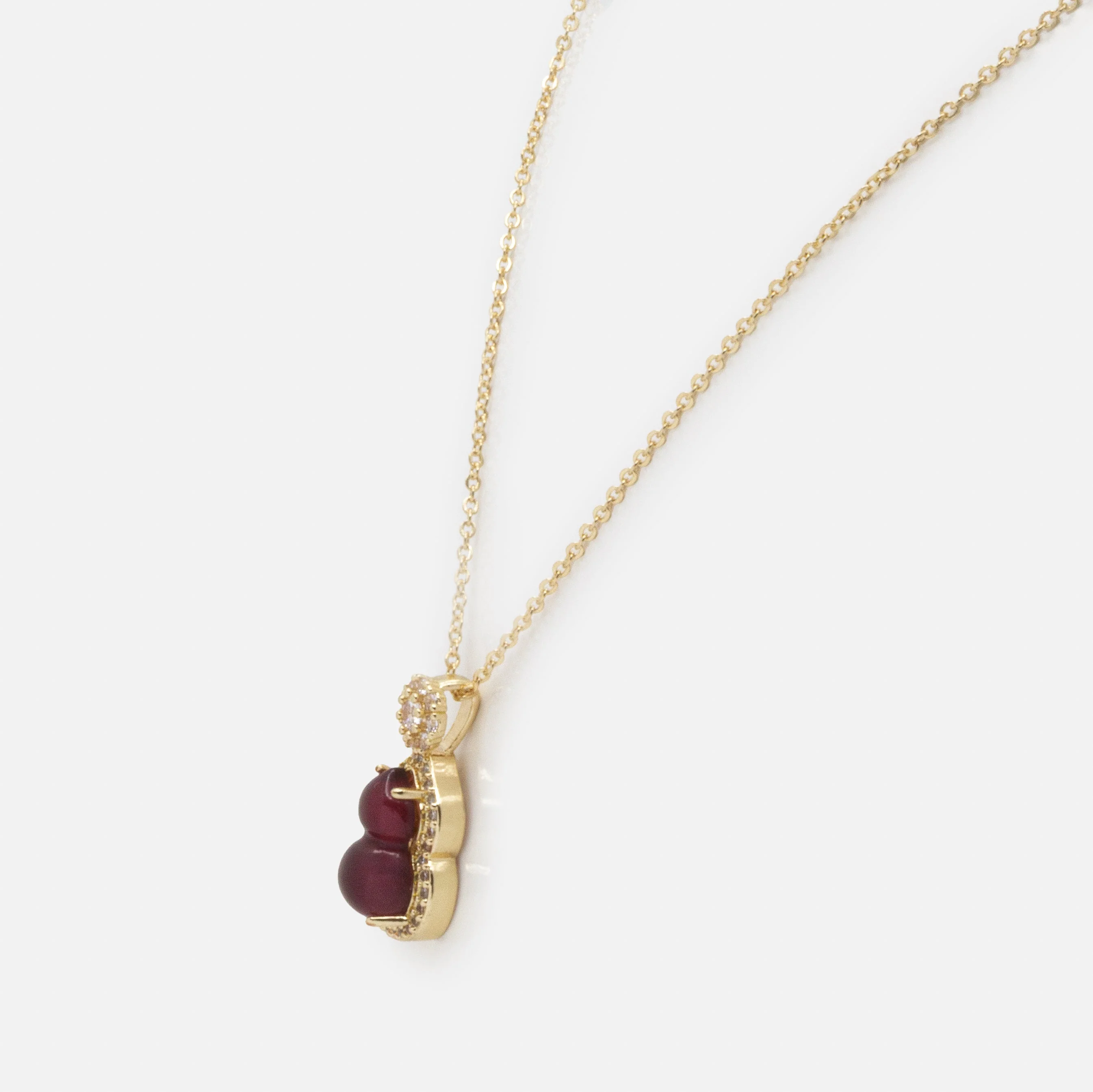 Collier doré breloque bourgogne & zircons cubiques - Image 2