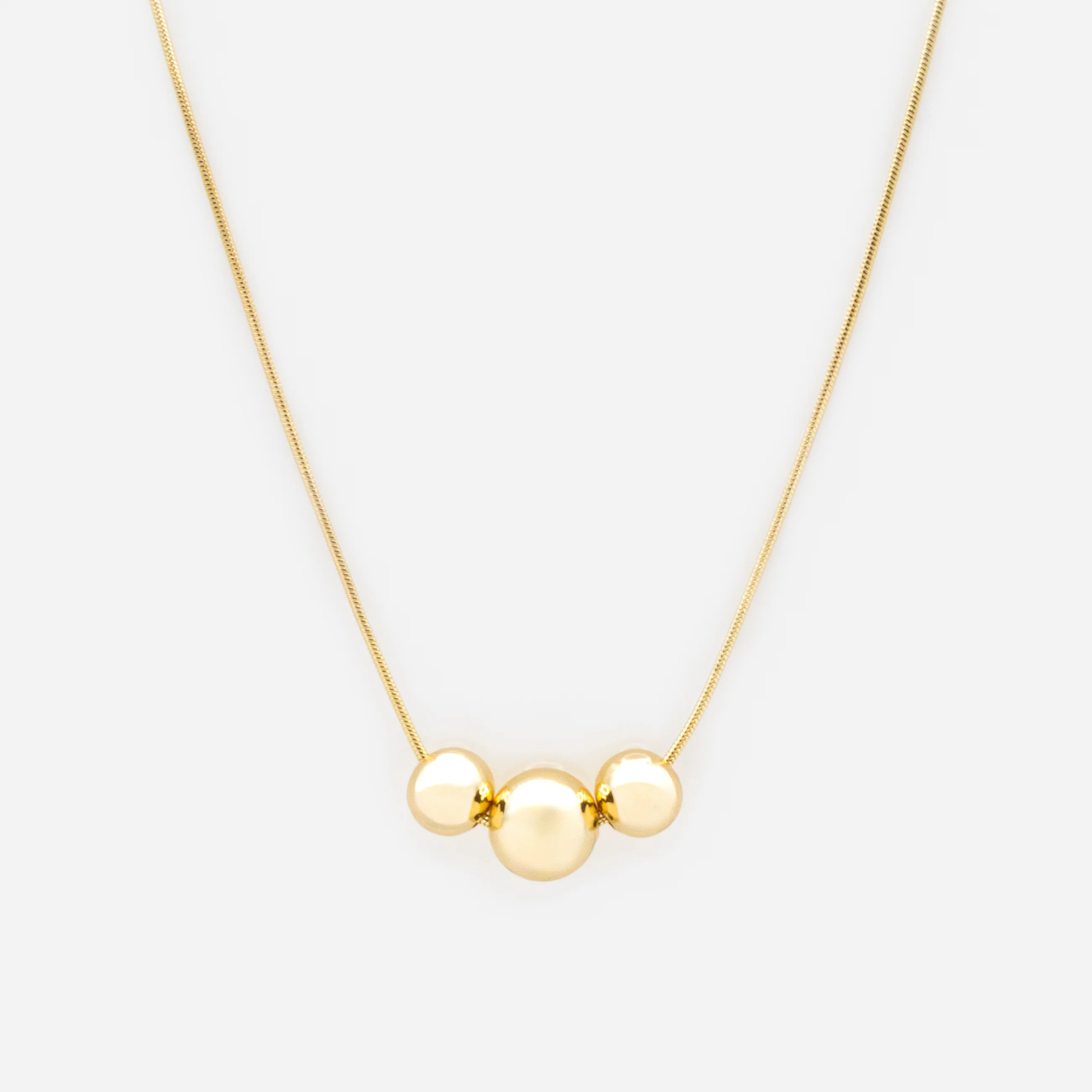 Collier trio de sphères dorées
