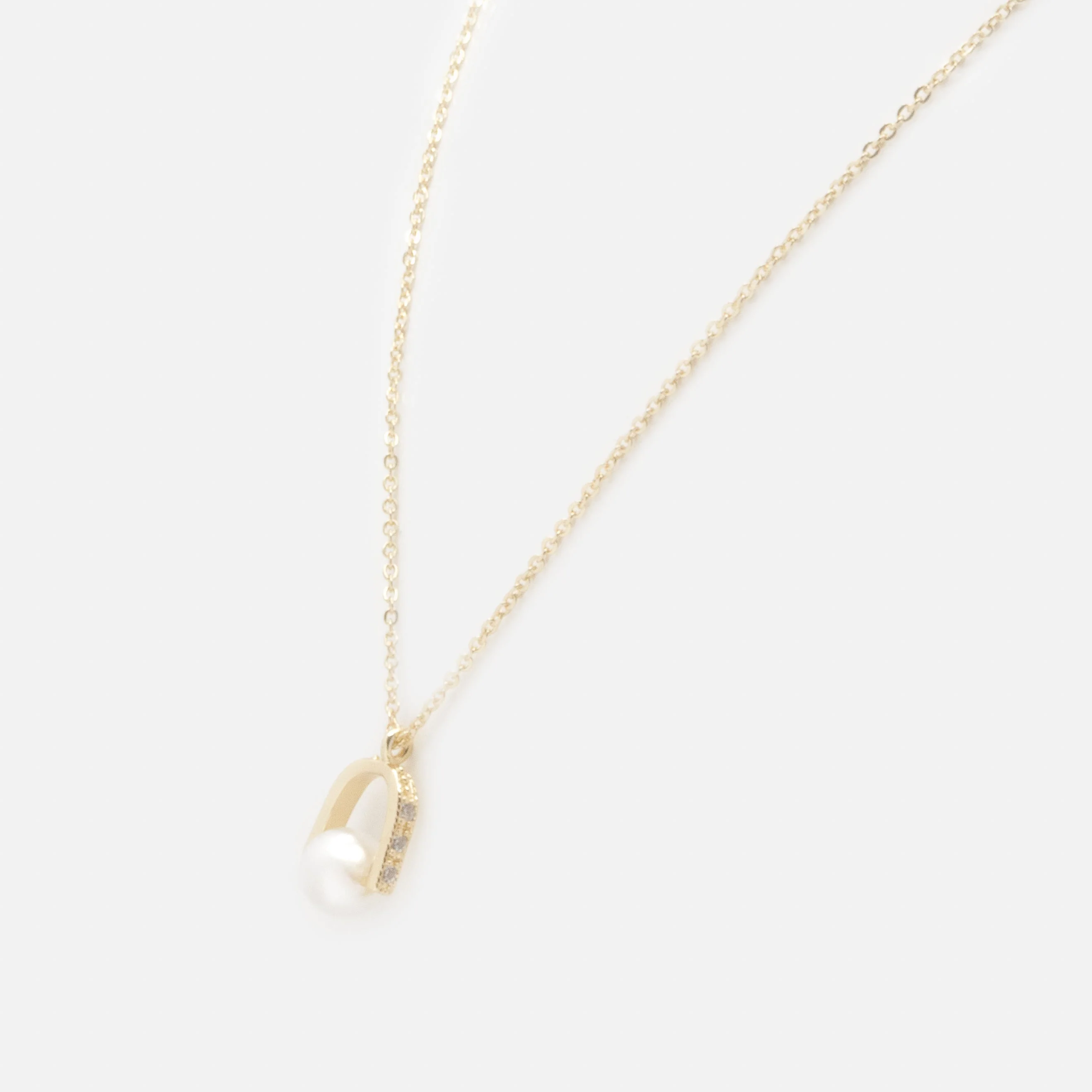 Collier doré breloque cloche avec perle ronde - Image 2