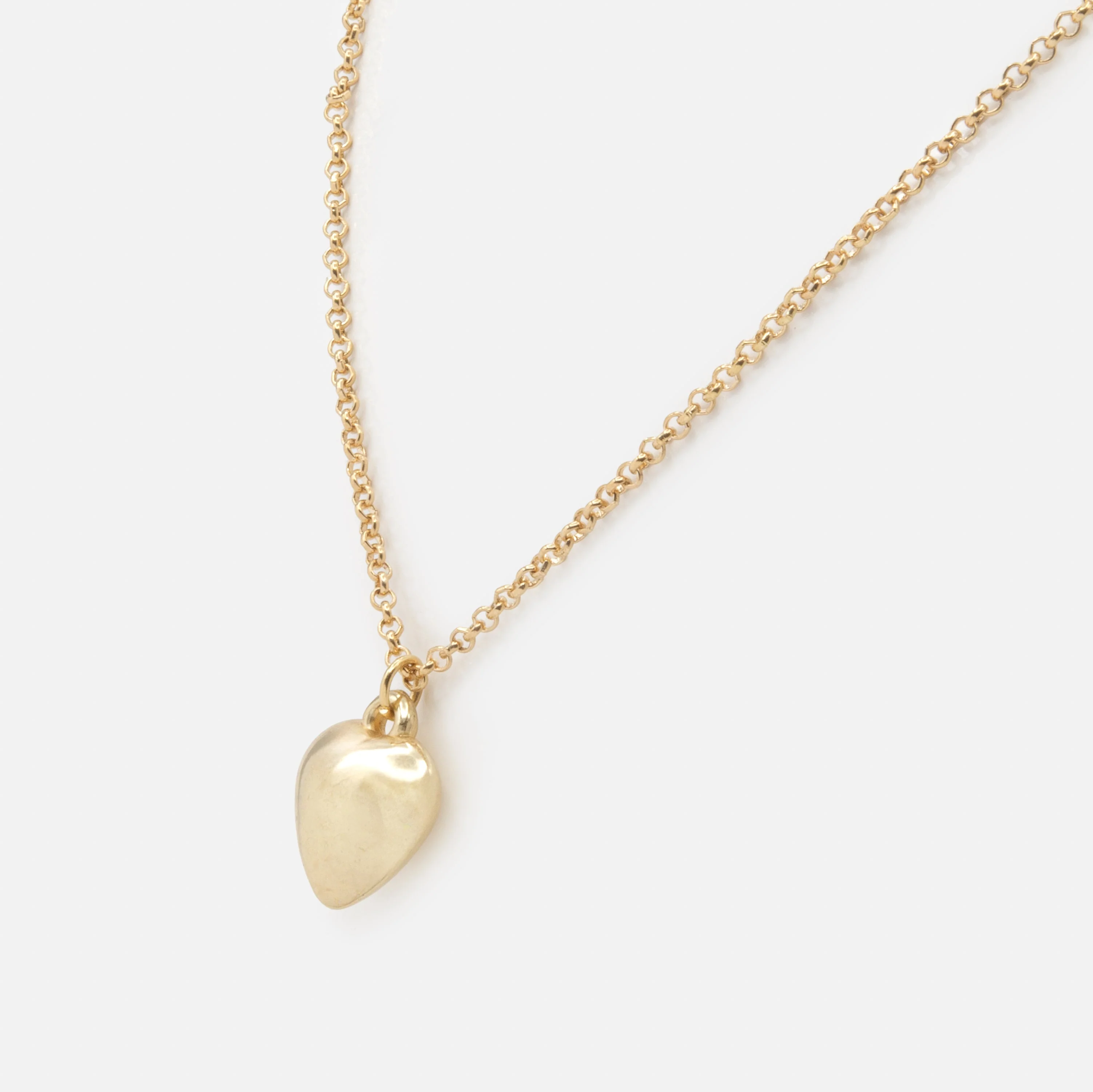 Collier doré coeur bombé - Image 2