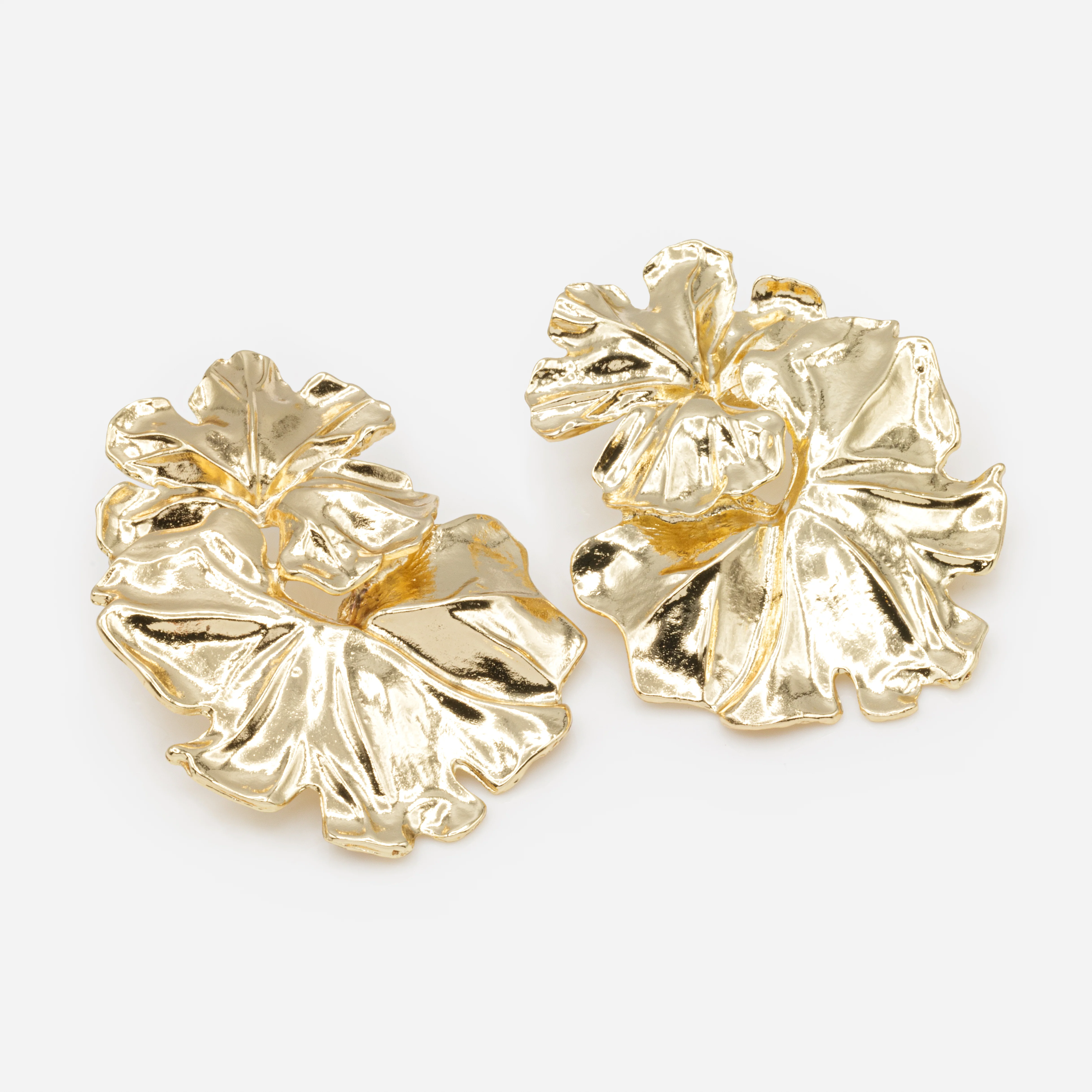 Boucles d'oreilles dorées fleurs épanouies - Image 2