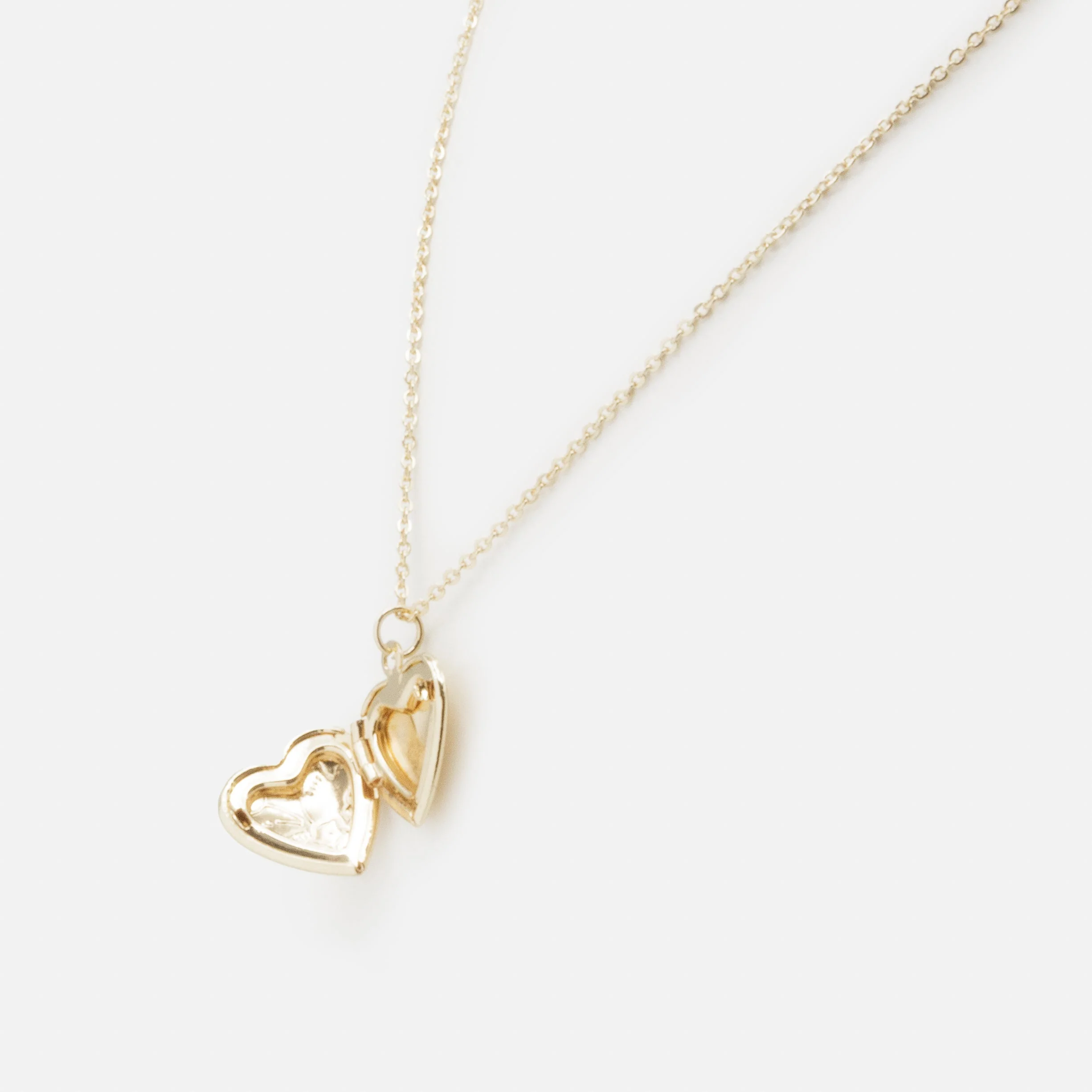 Collier doré médaillon cœur qui s'ouvre avec gravures - Image 2