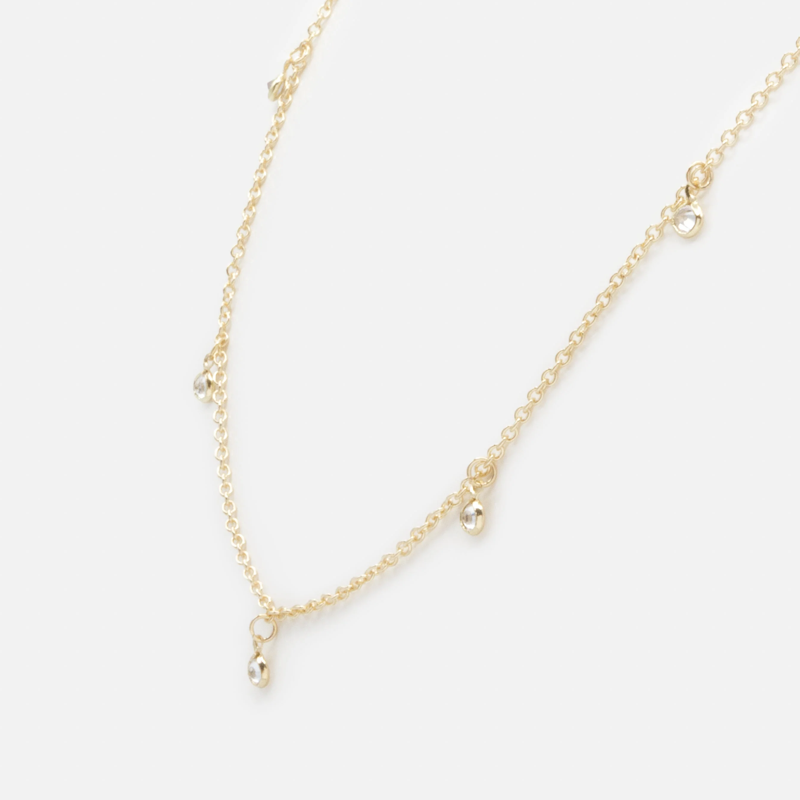 Collier doré petites breloques rondes avec zircons cubiques - Image 2
