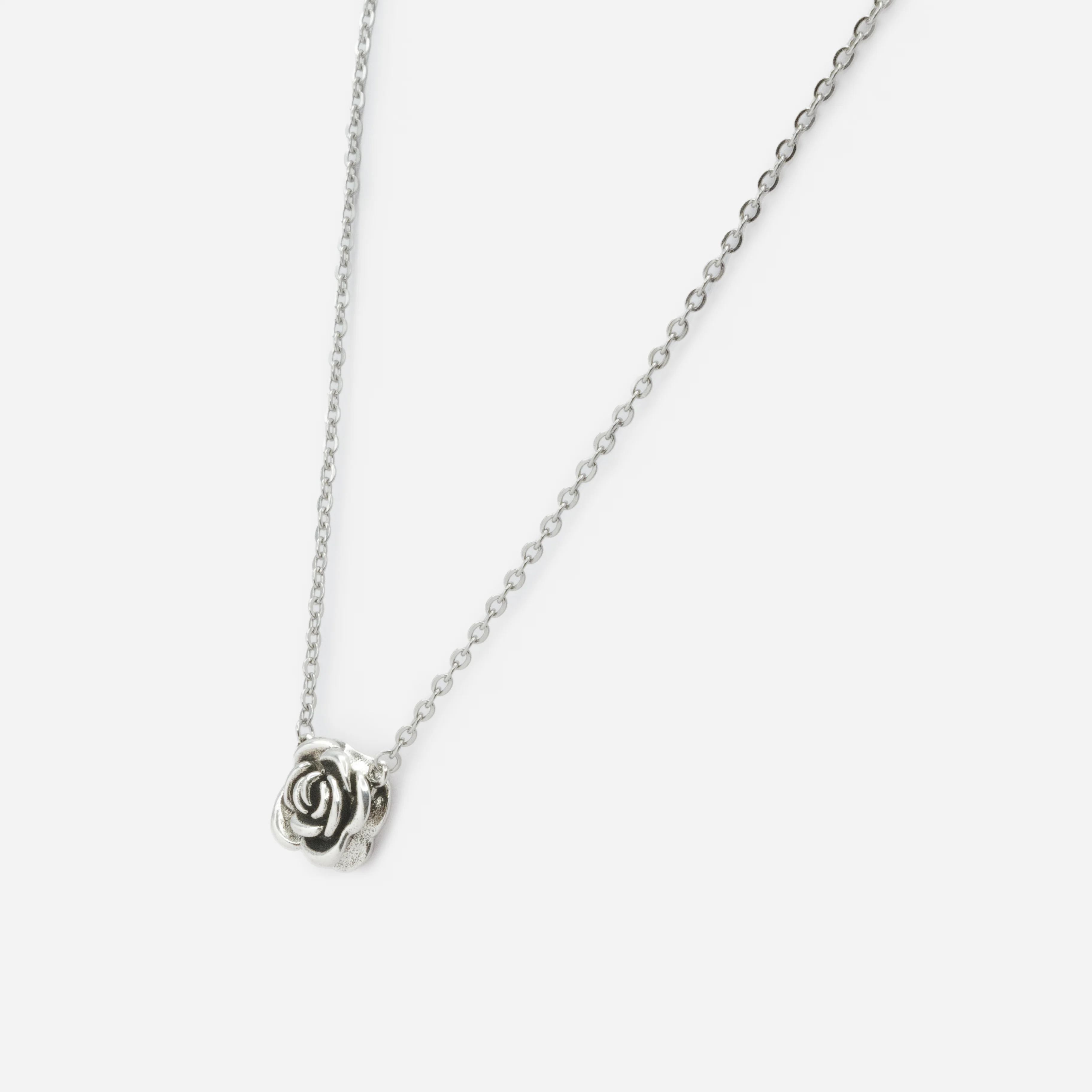 Collier argenté rose noire - Image 2