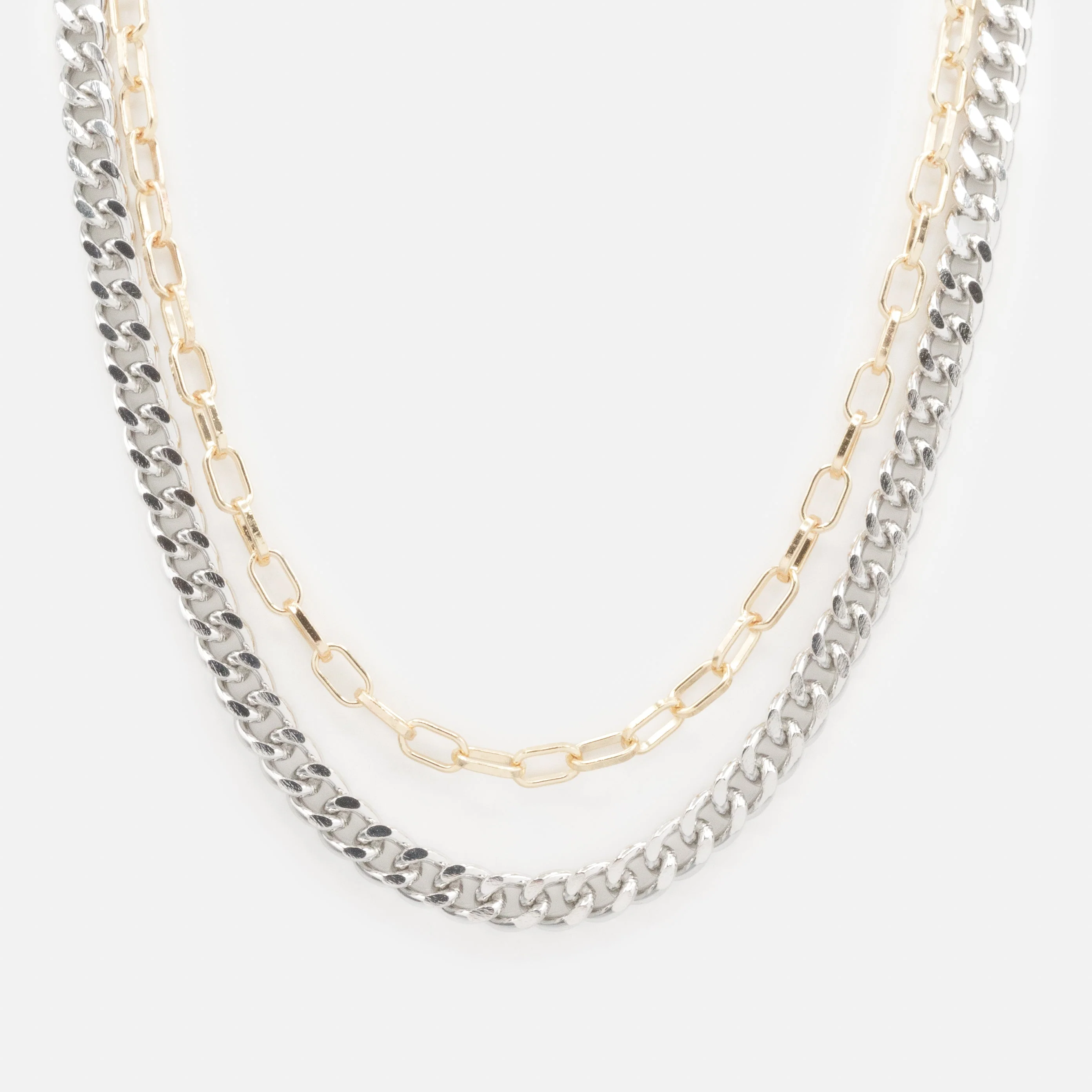 Collier double chaîne deux tons