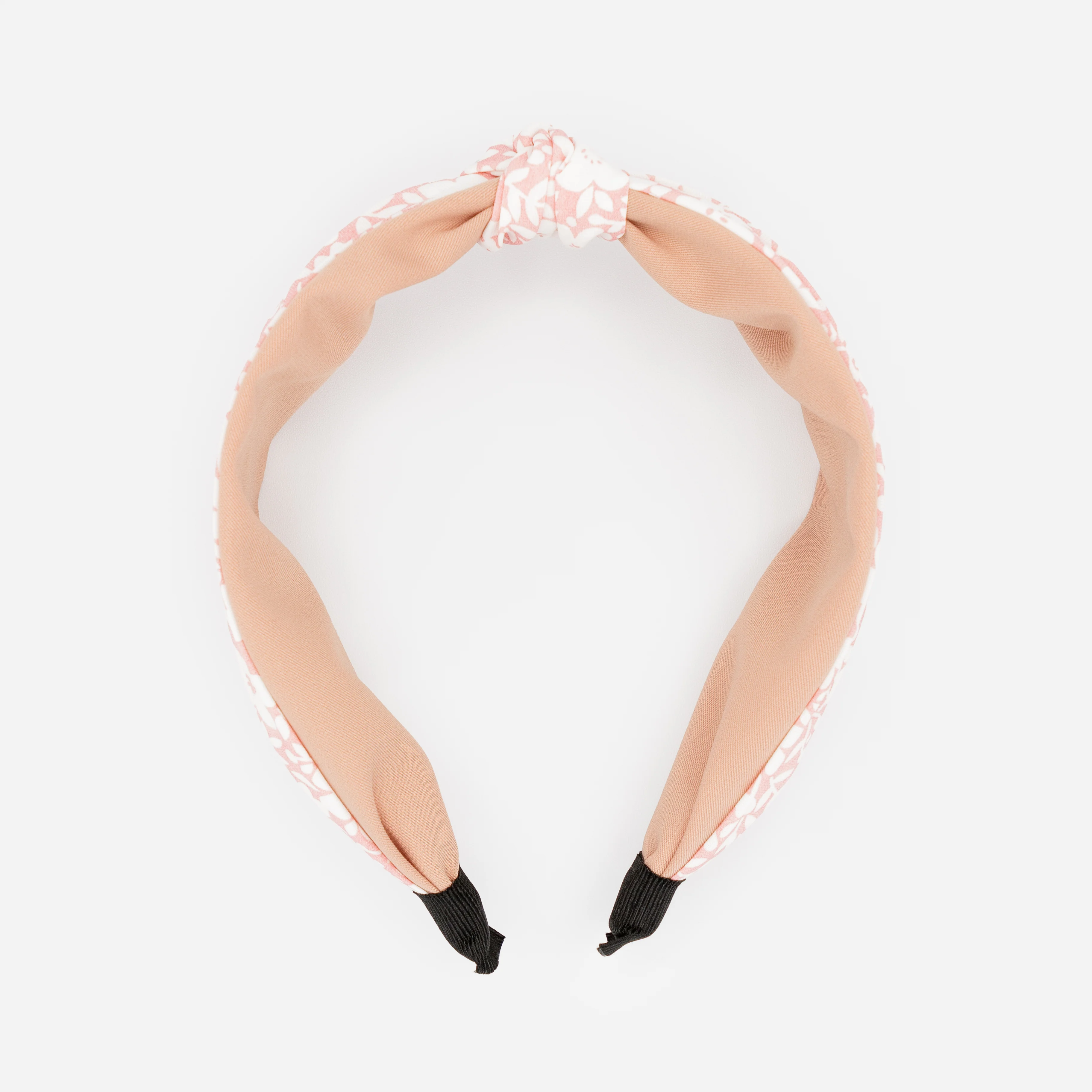 Bandeau rose avec noeud et fleurs blanches - Image 2