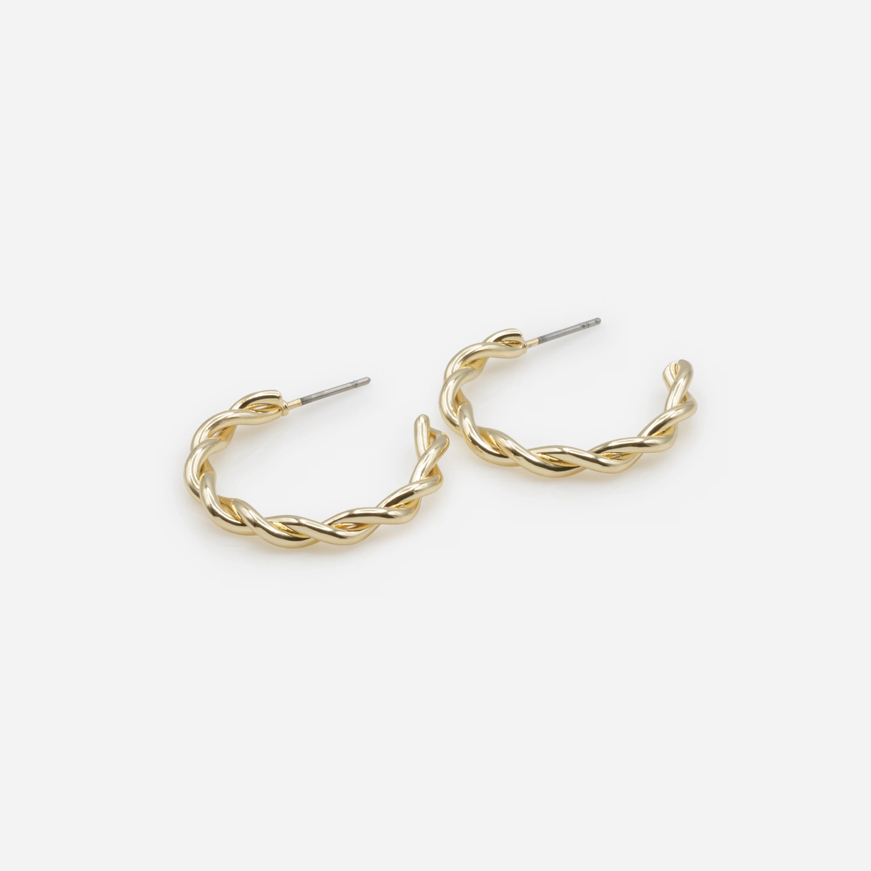 Duo de boucles d'oreilles perles et anneaux dorés torsadés - Image 4