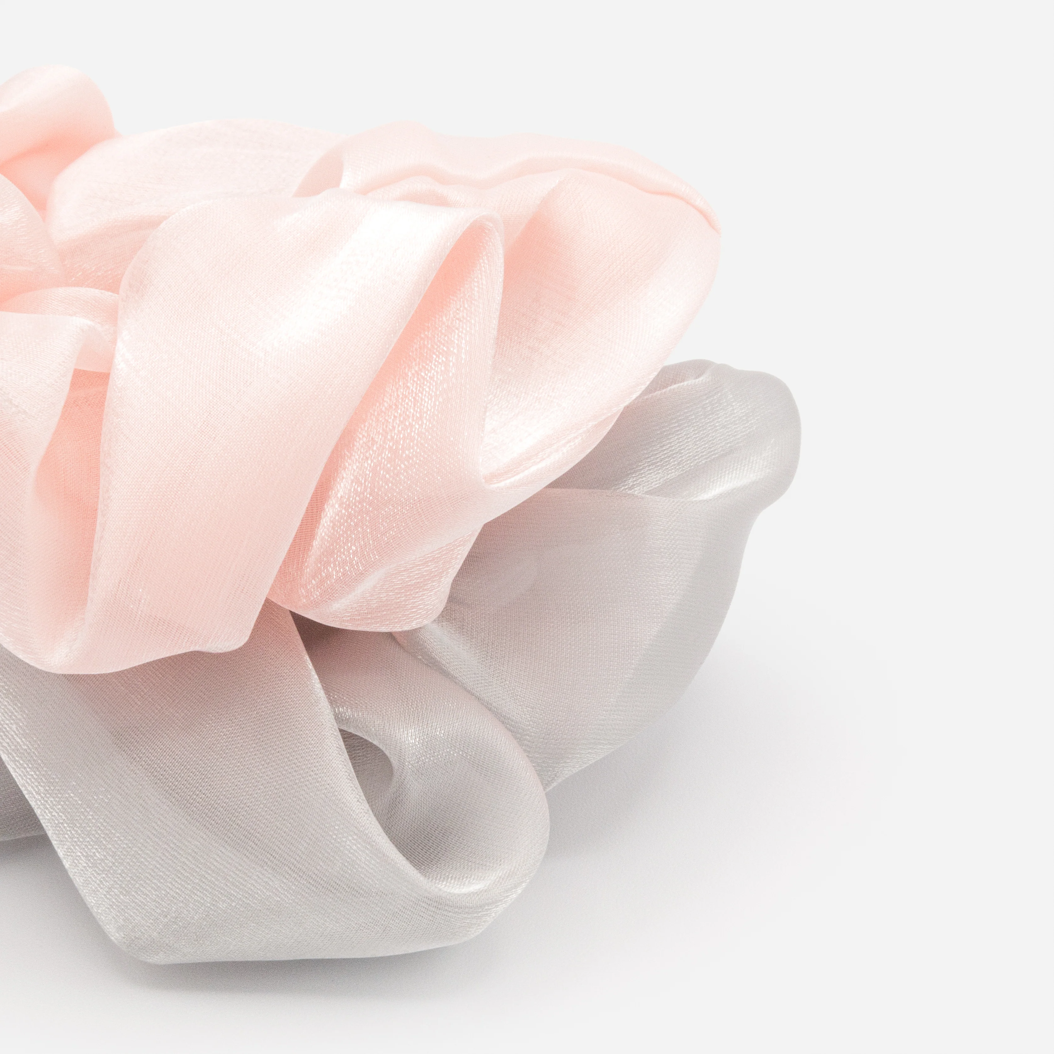 Duo de chouchous gris pâle et rose pâle