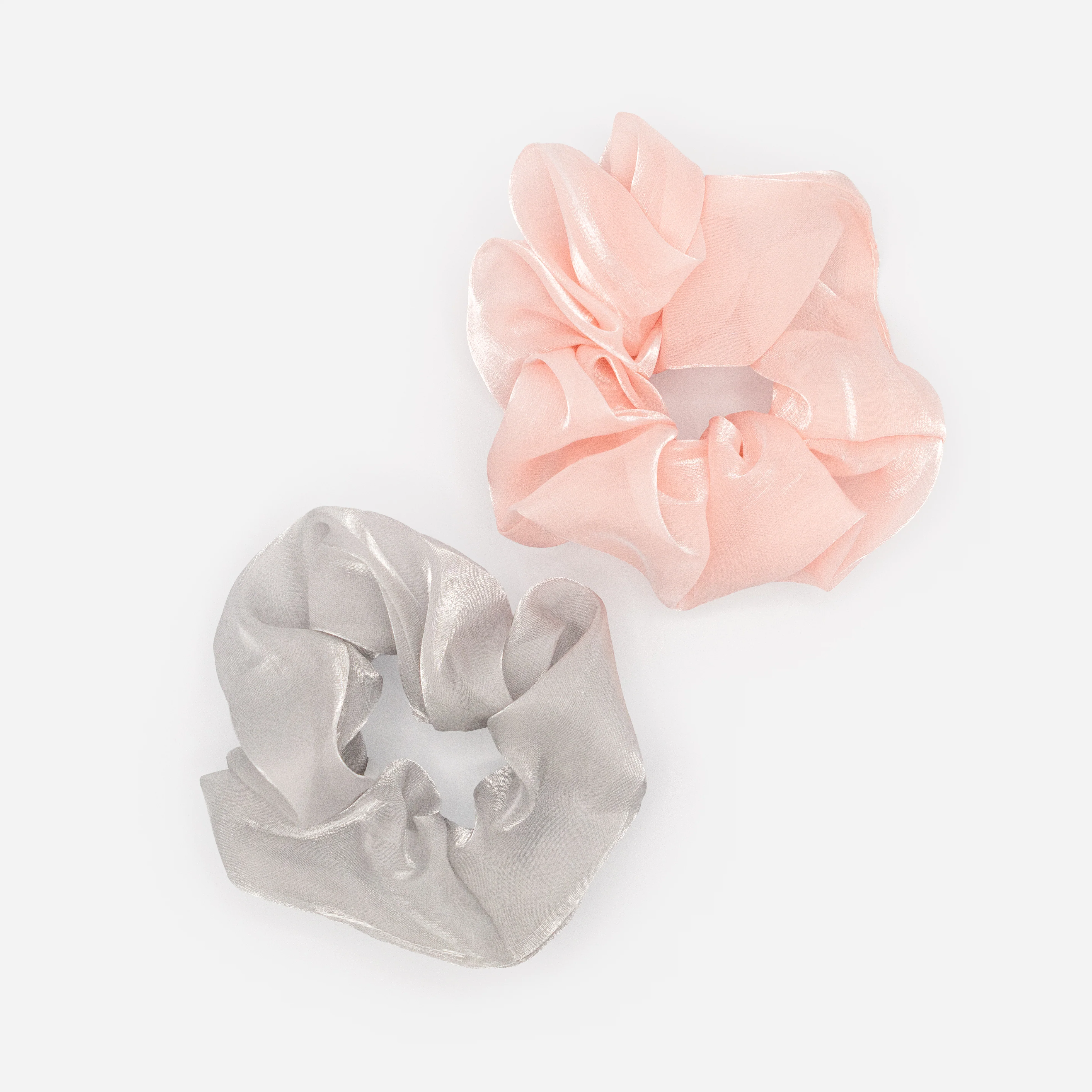 Duo de chouchous gris pâle et rose pâle - Image 2