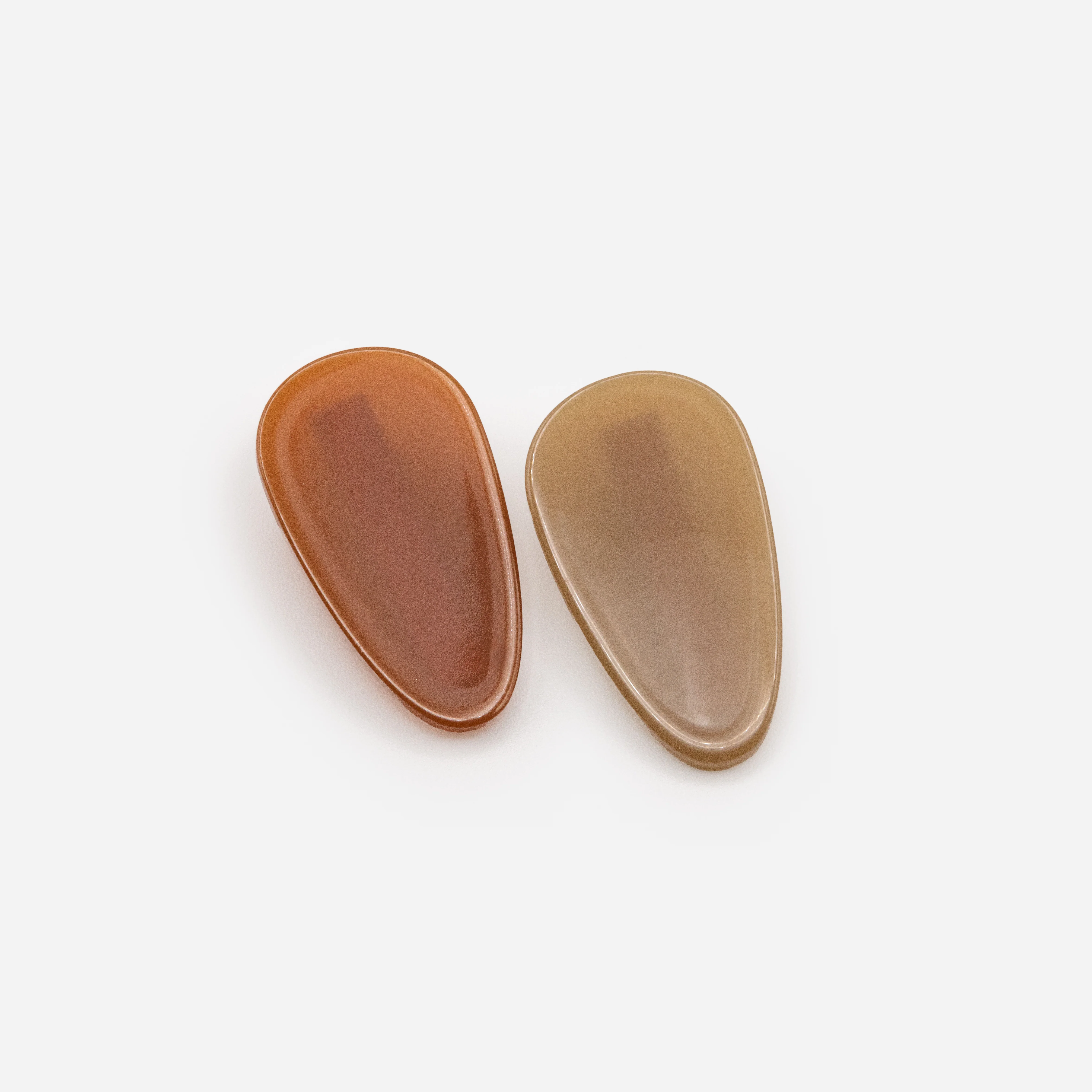 Duo de petites pinces beige et caramel