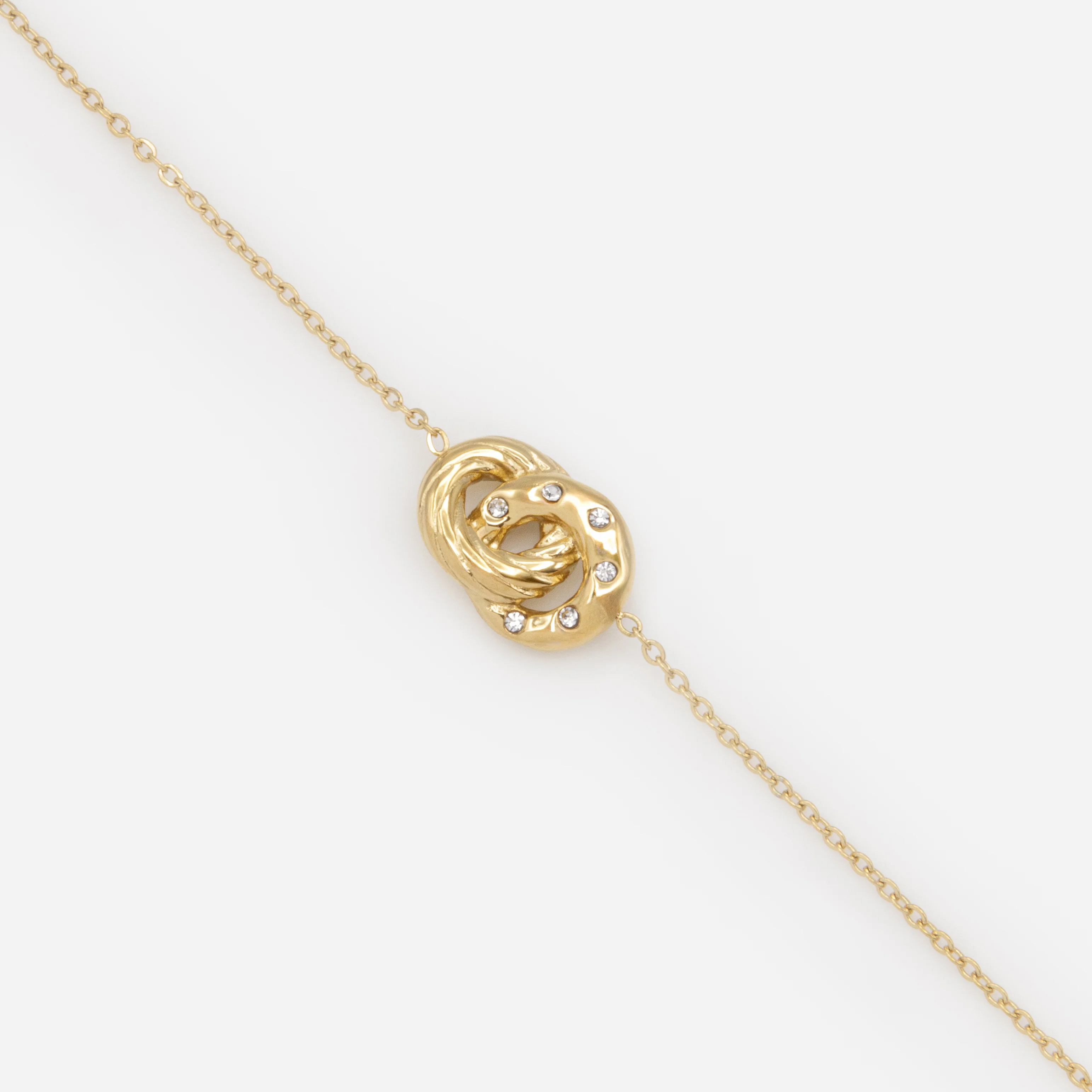 Ensemble collier et bracelet dorés anneaux entrecroisés en acier inoxydable - Image 2