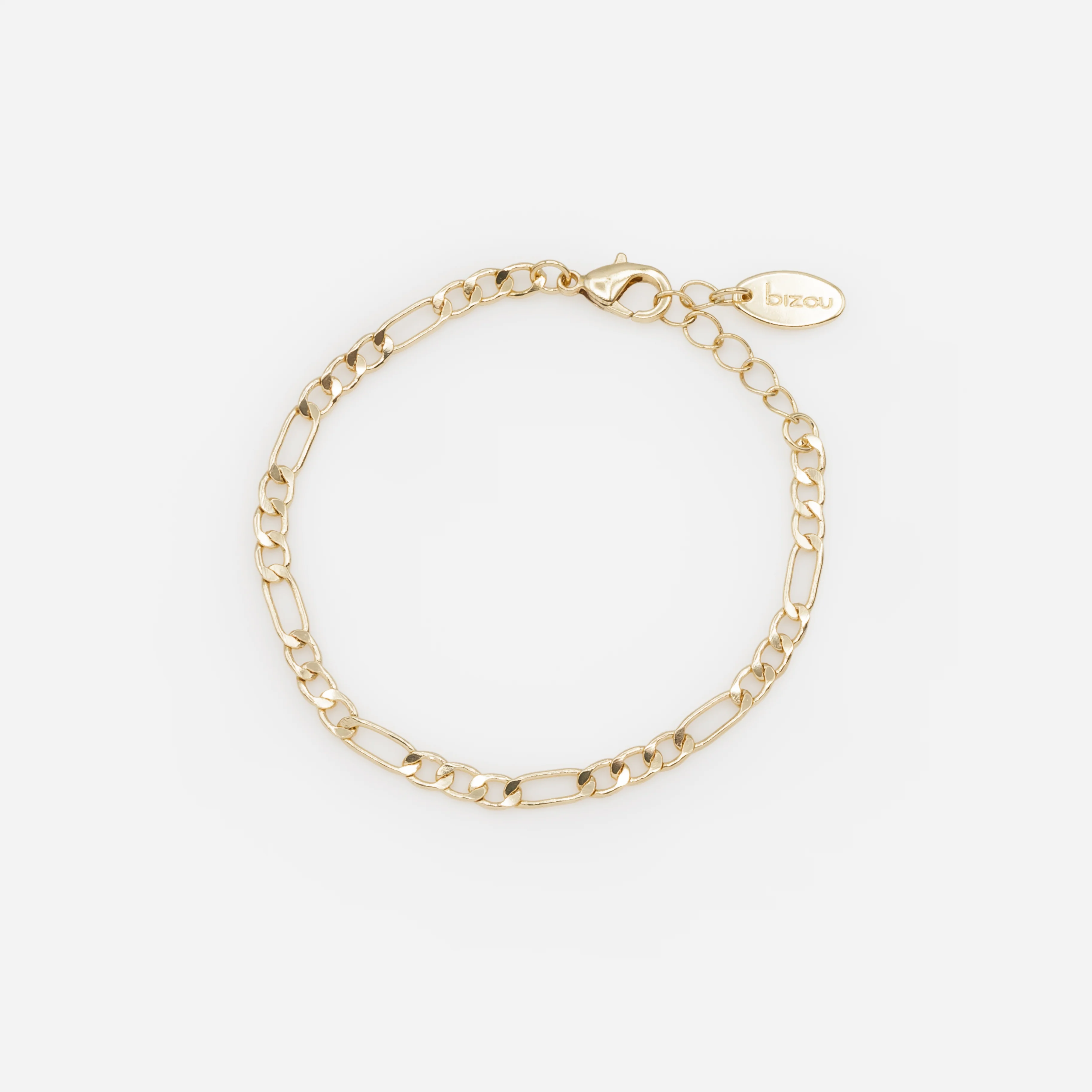 Ensemble de deux bracelets dorés à mailles corde et figaro - Image 2