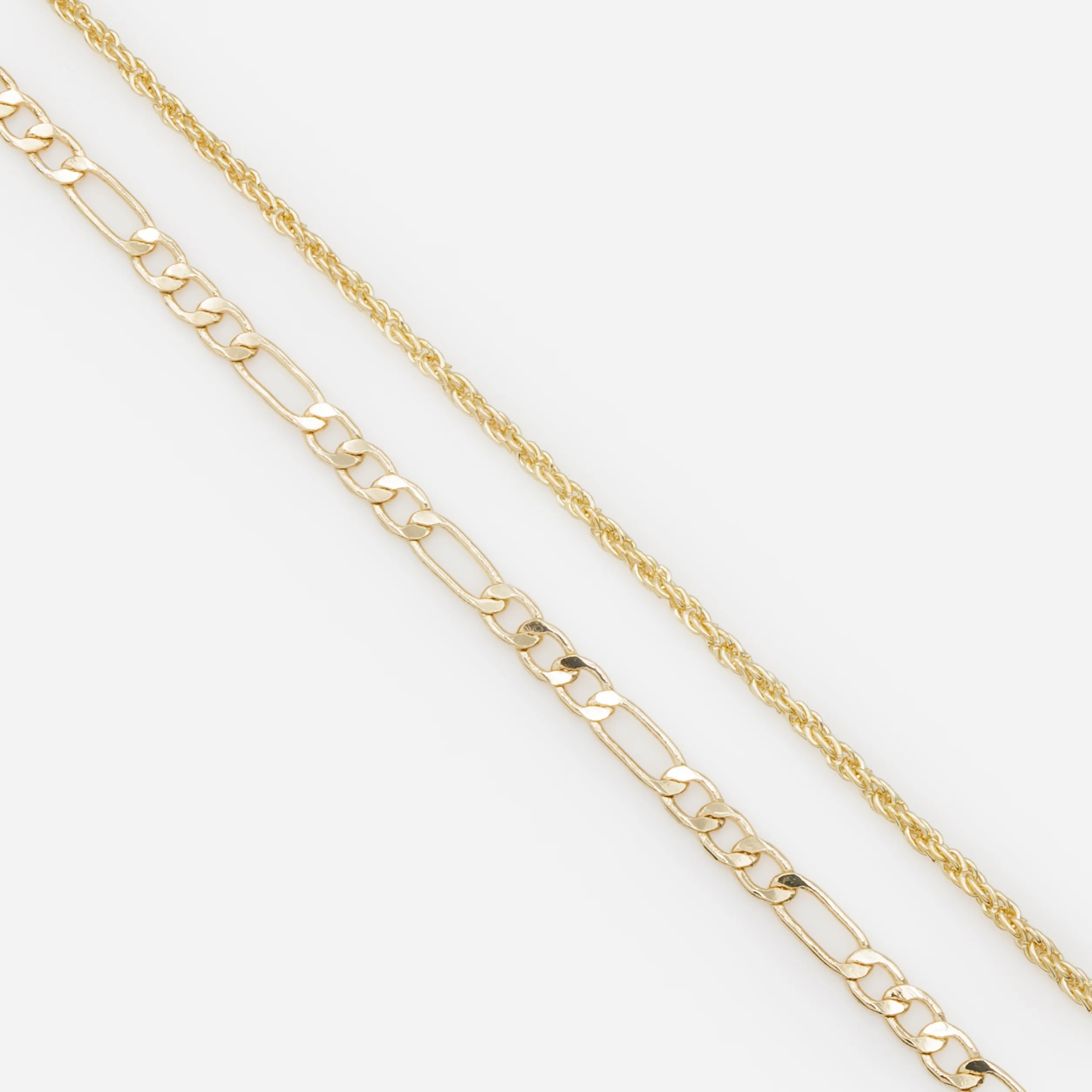 Ensemble de deux bracelets dorés à mailles corde et figaro - Image 4
