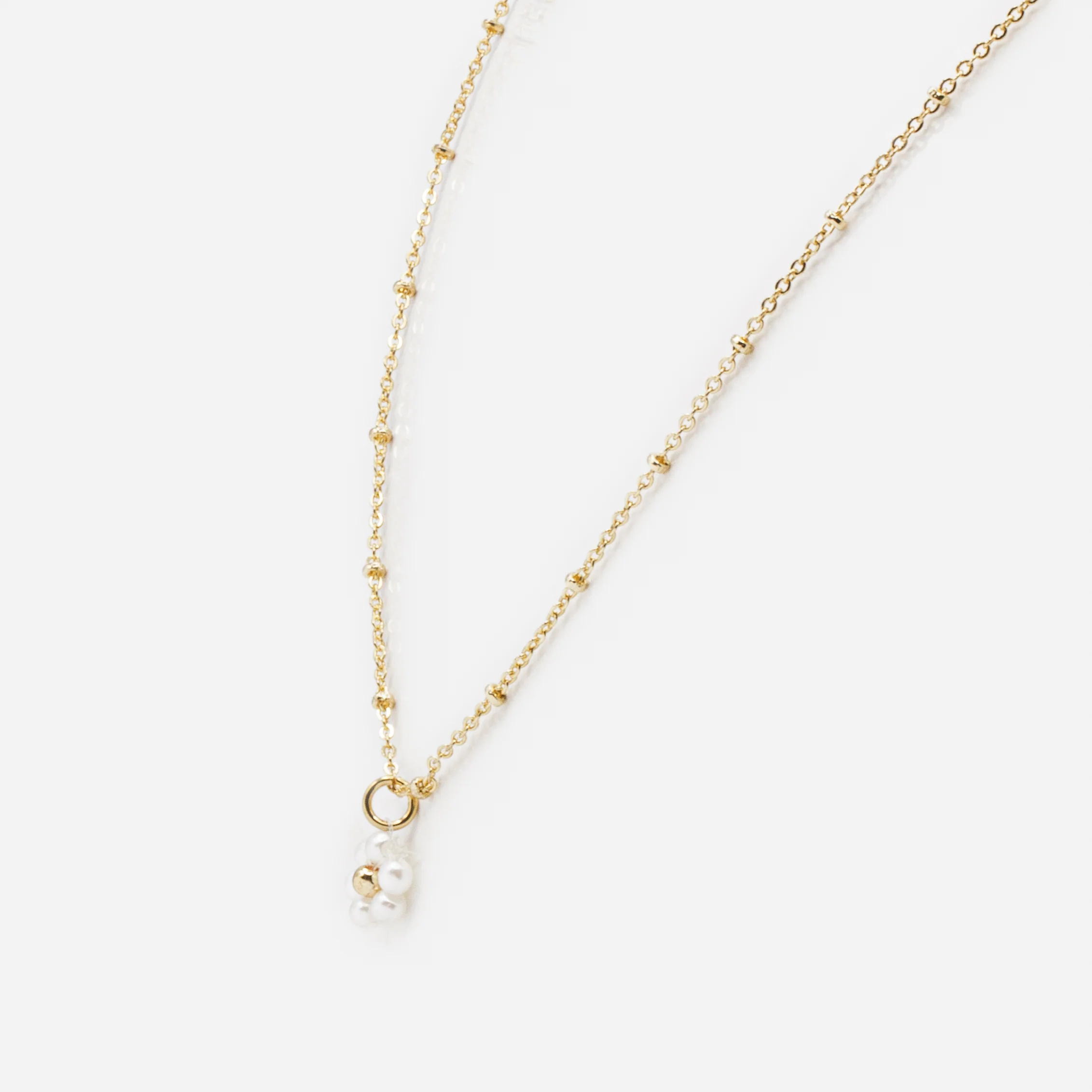 Ensemble de deux colliers dorés pendentif fleur en perles - Image 5