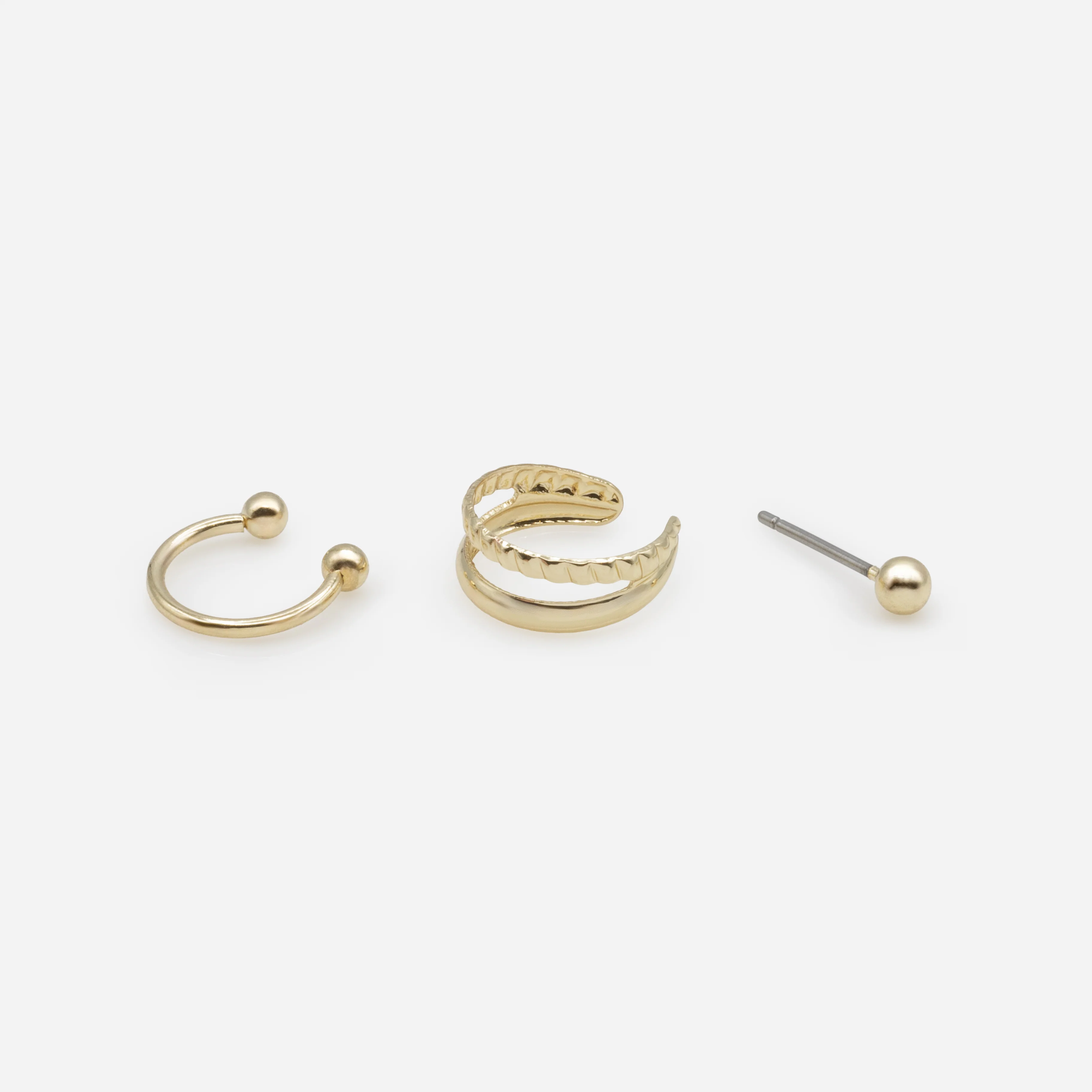 Ensemble de deux manchettes et boucles d'oreilles dorées - Image 2