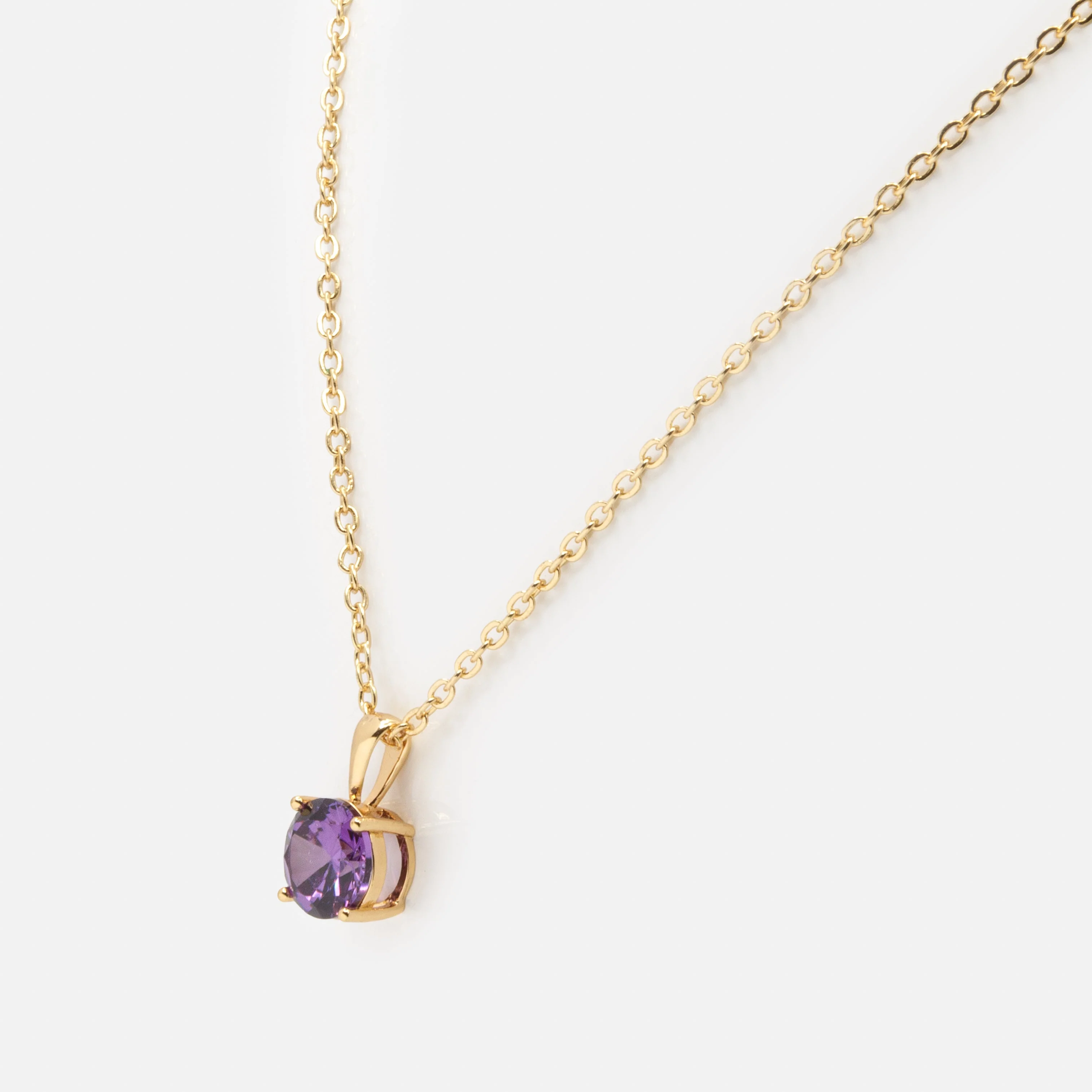 Collier doré breloque pierre mauve - Image 2