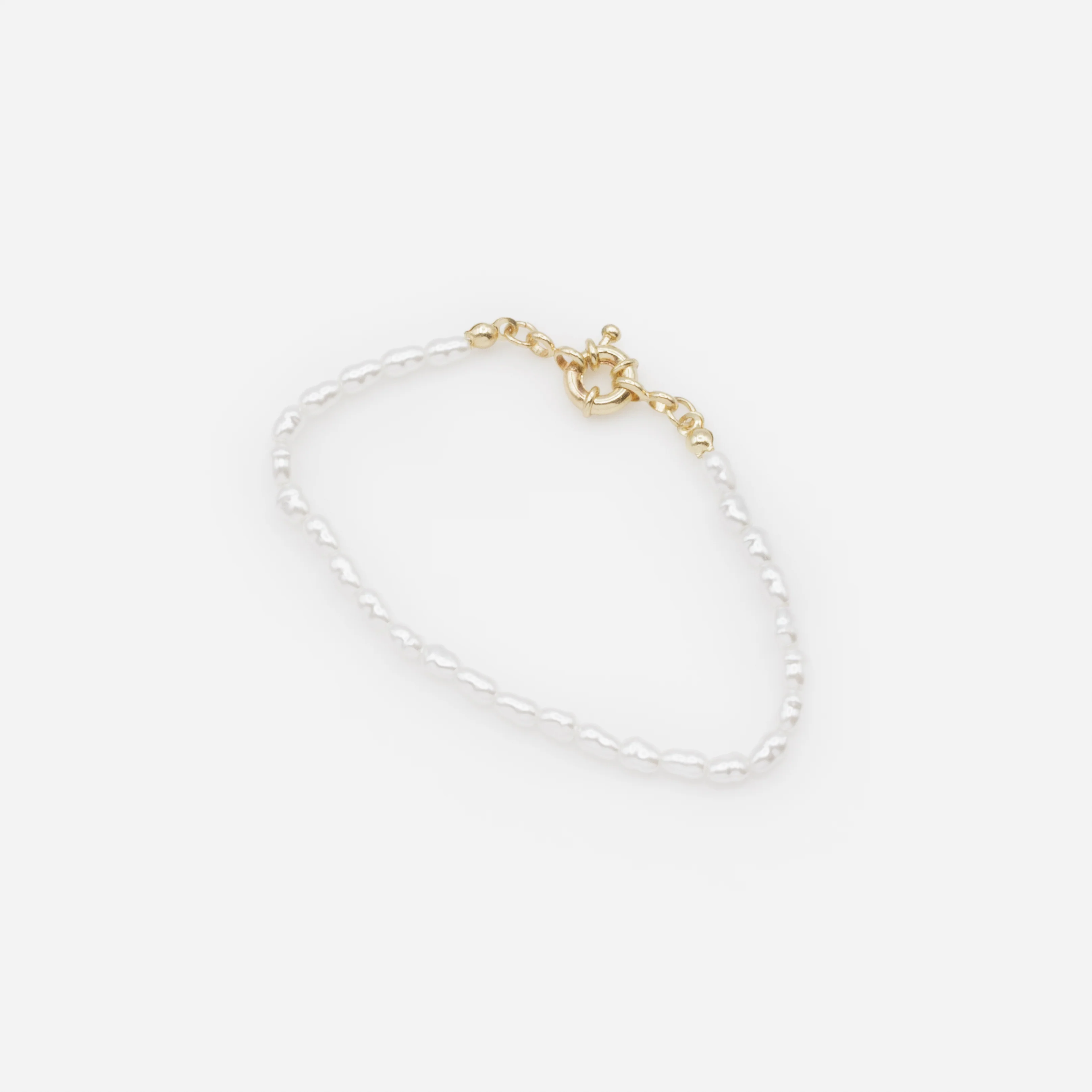 Ensemble trois bracelets dorés perles et billes - Image 6