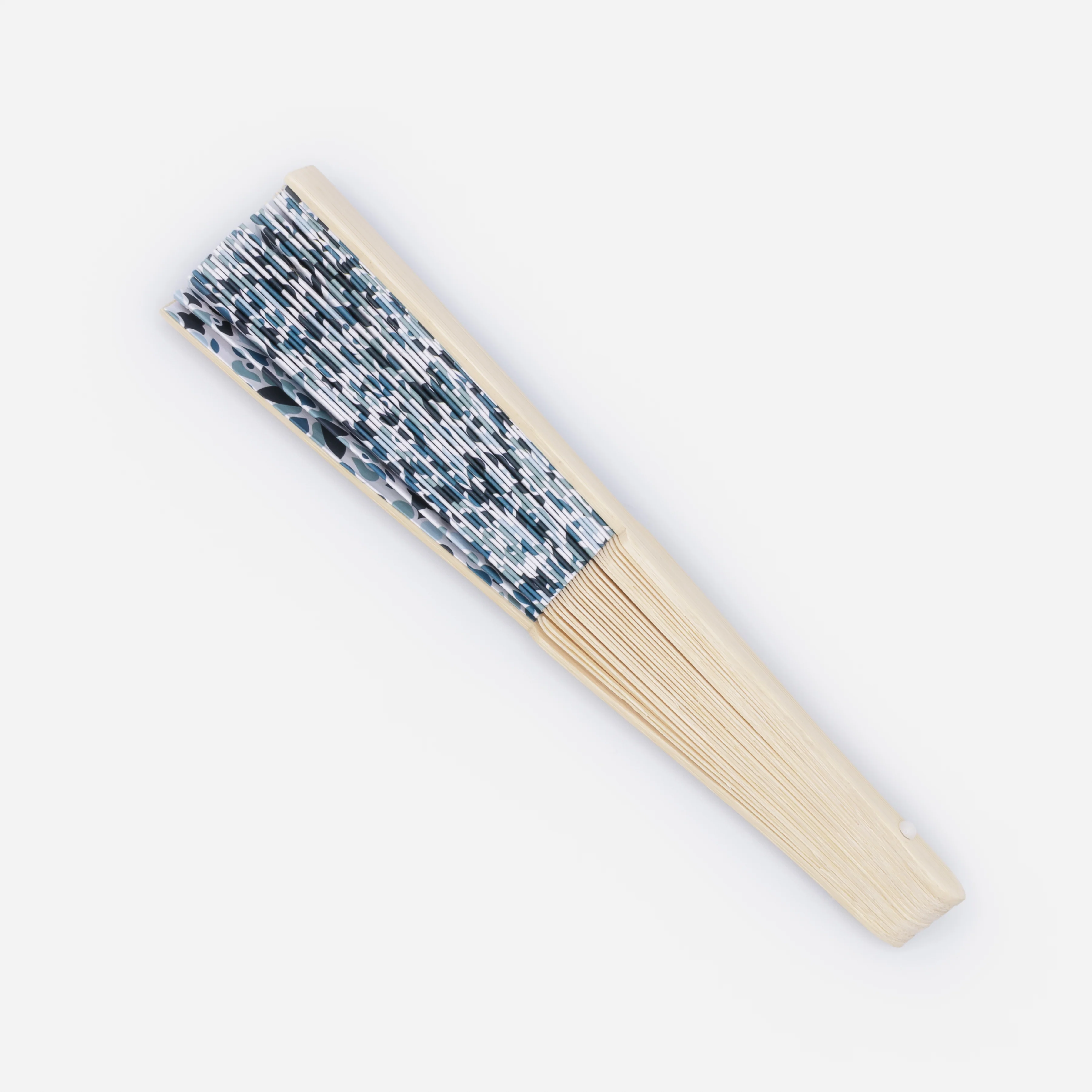 Éventail de papier à motifs sarcelle et turquoise - Image 2