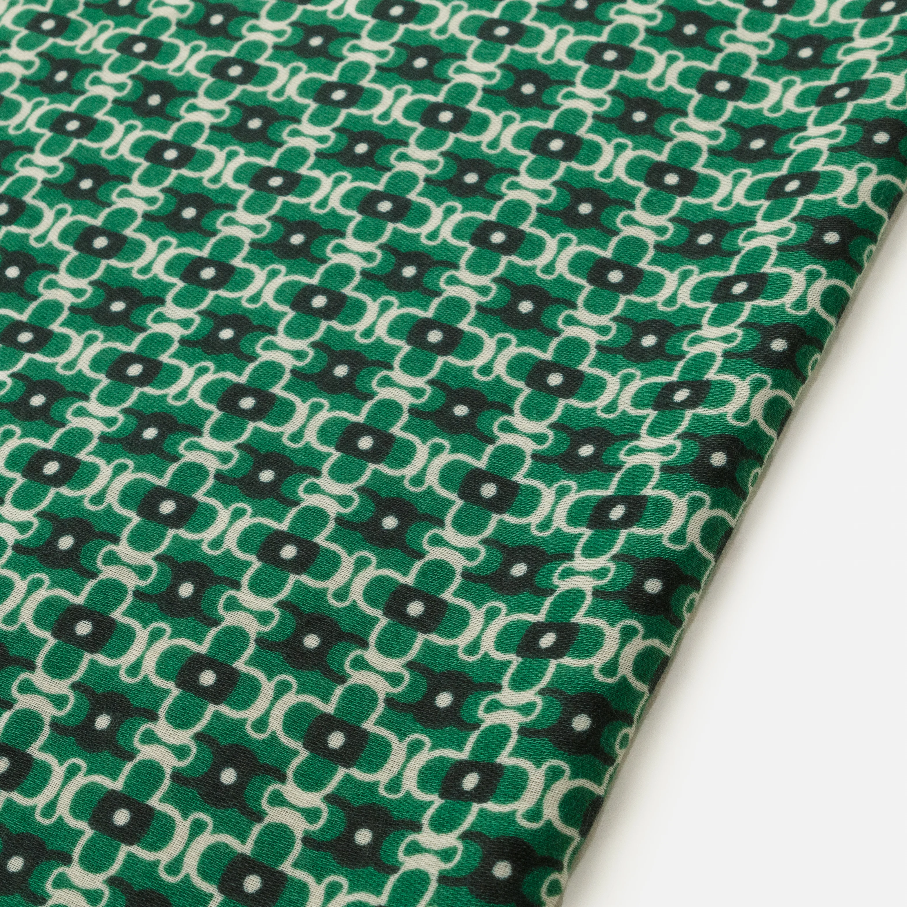 Foulard léger vert à imprimé de petites fleurs ivoire et marine - Image 2