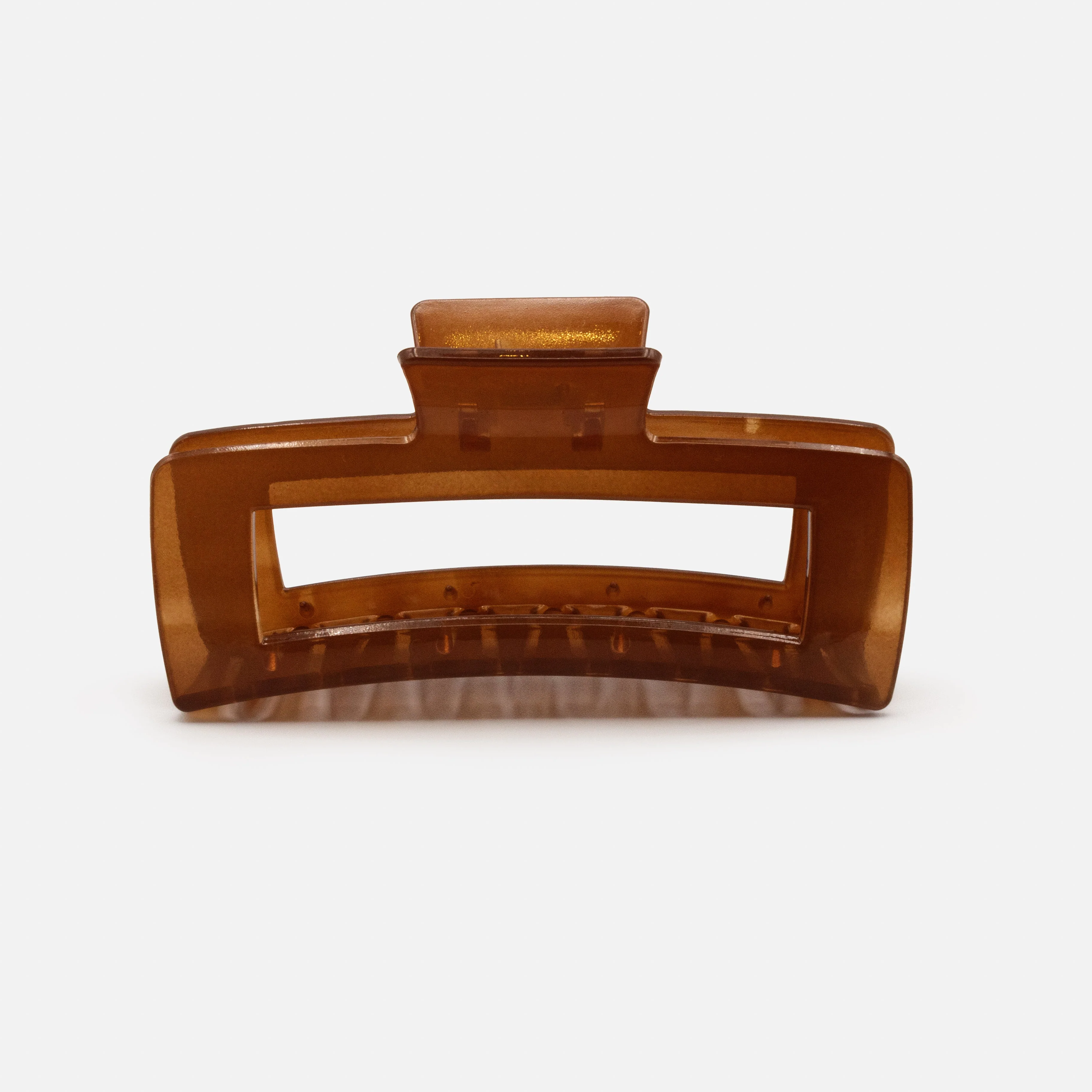 Grande pince rectangulaire brune en plastique translucide
