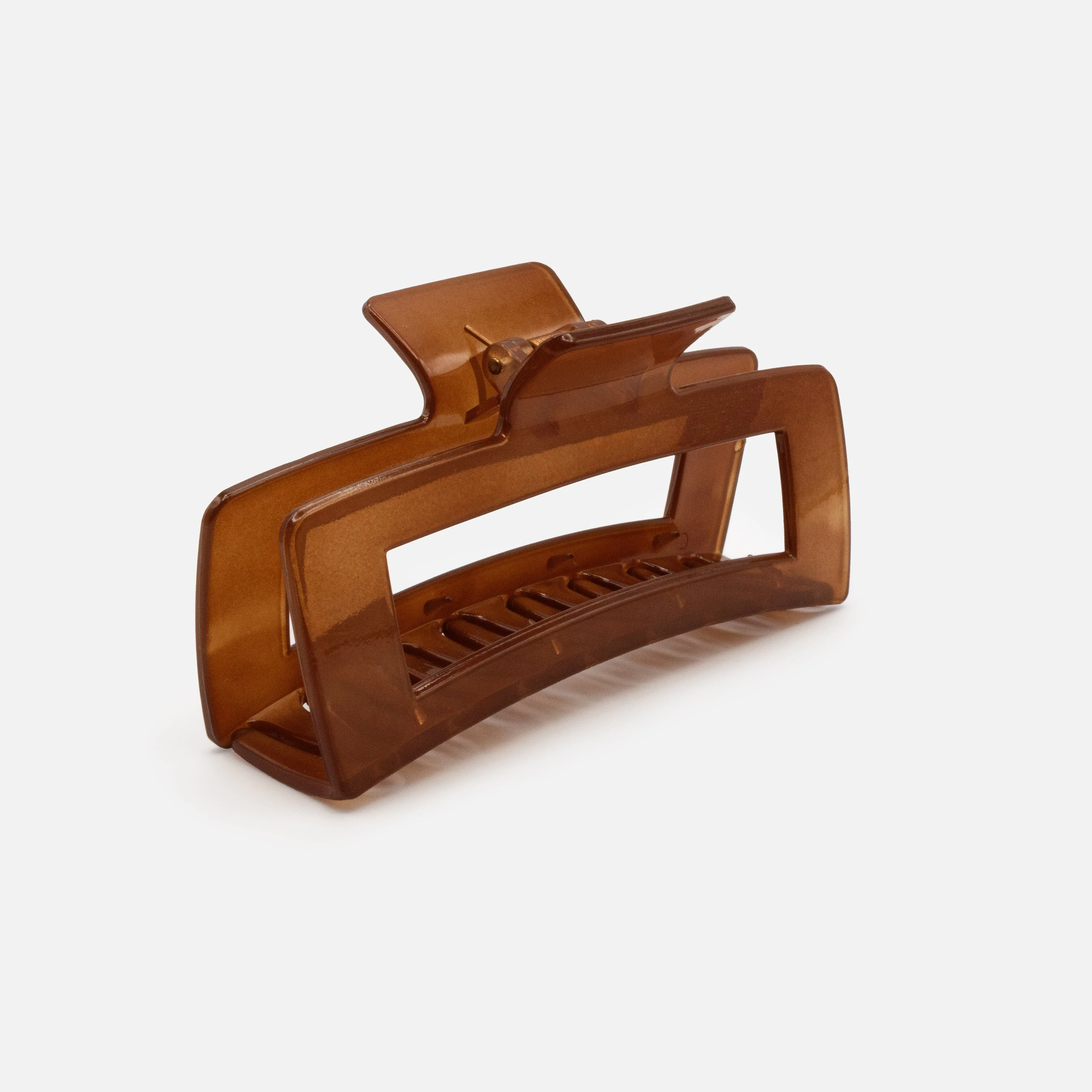 Grande pince rectangulaire brune en plastique translucide - Image 2