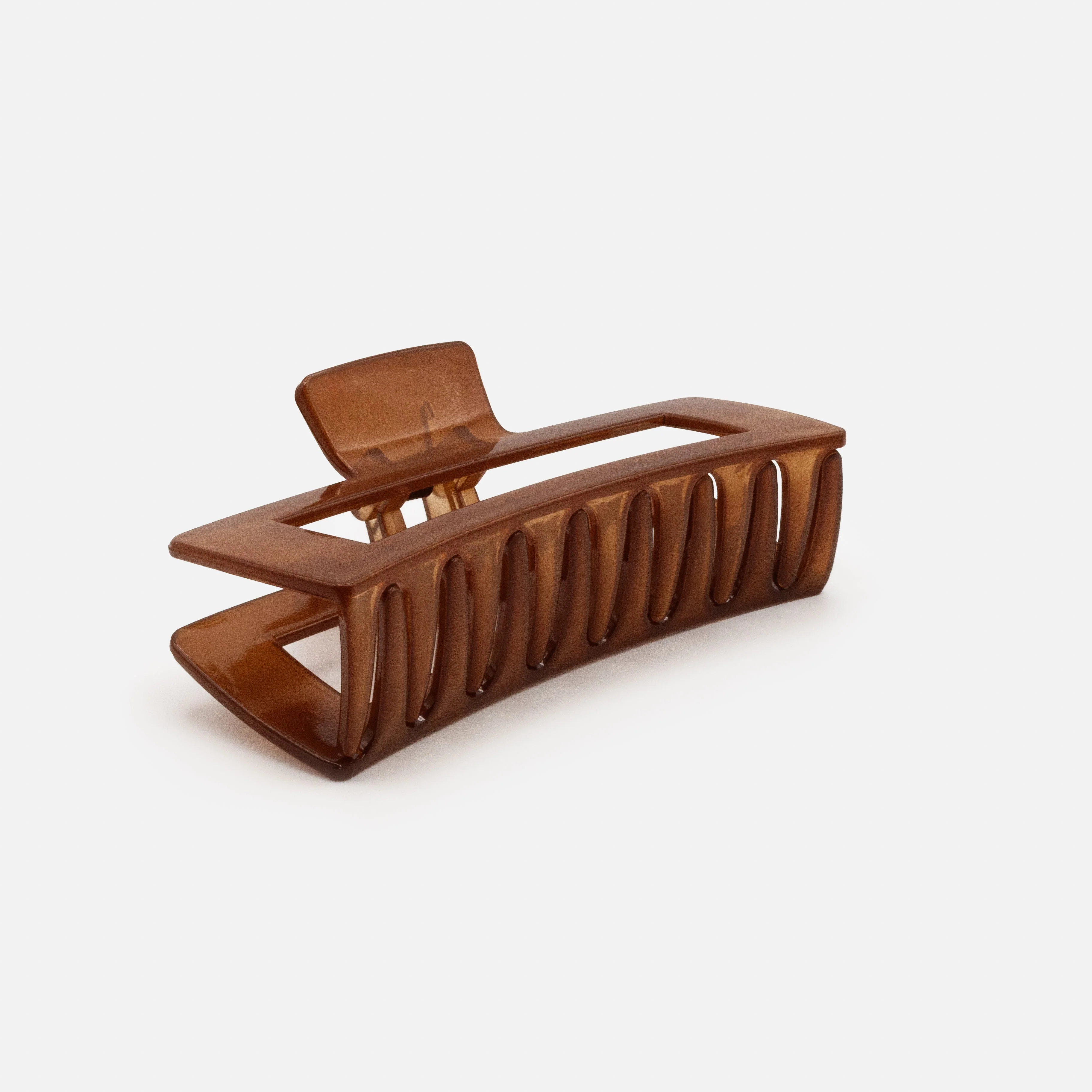 Grande pince rectangulaire brune en plastique translucide - Image 3