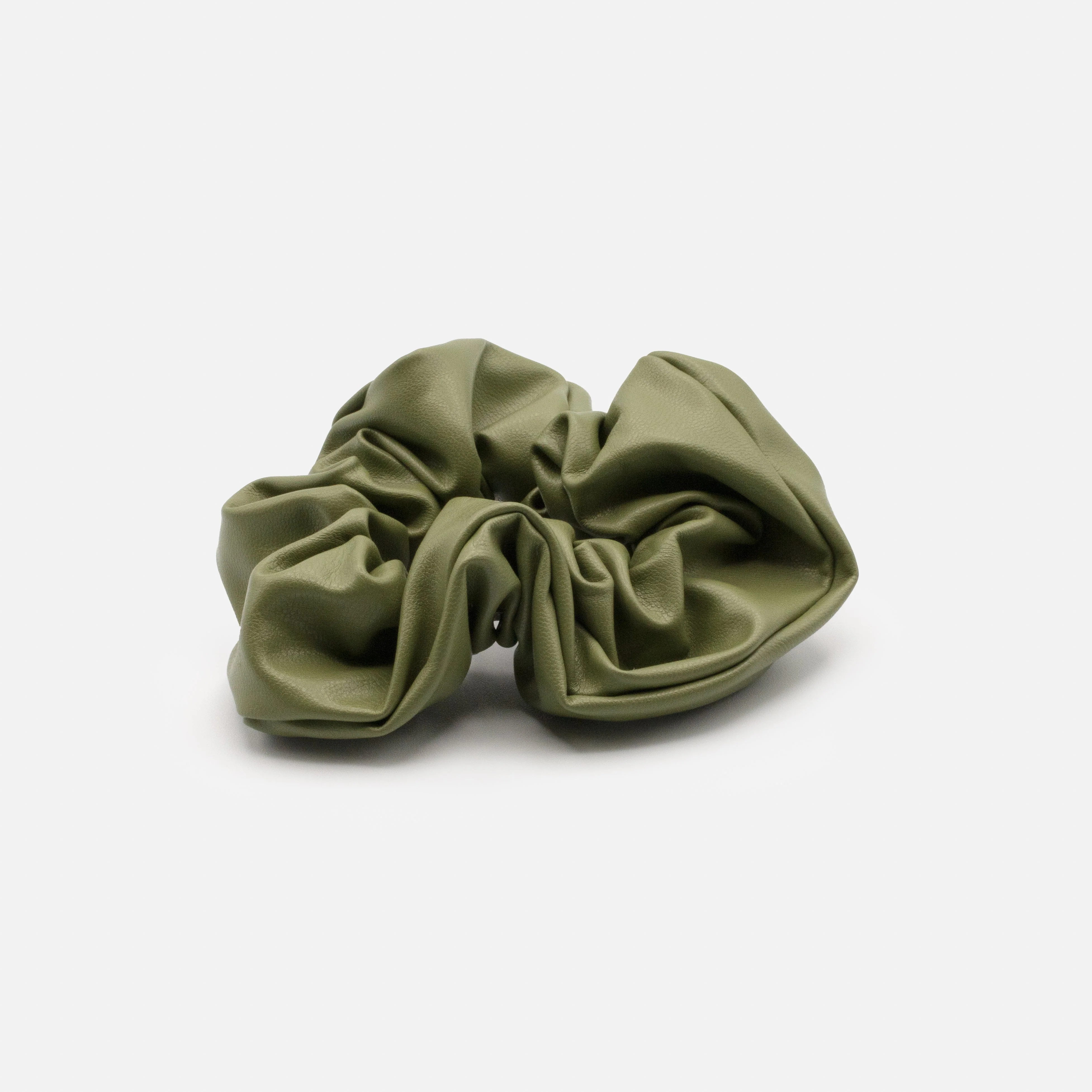 Chouchou vert olive effet cuir