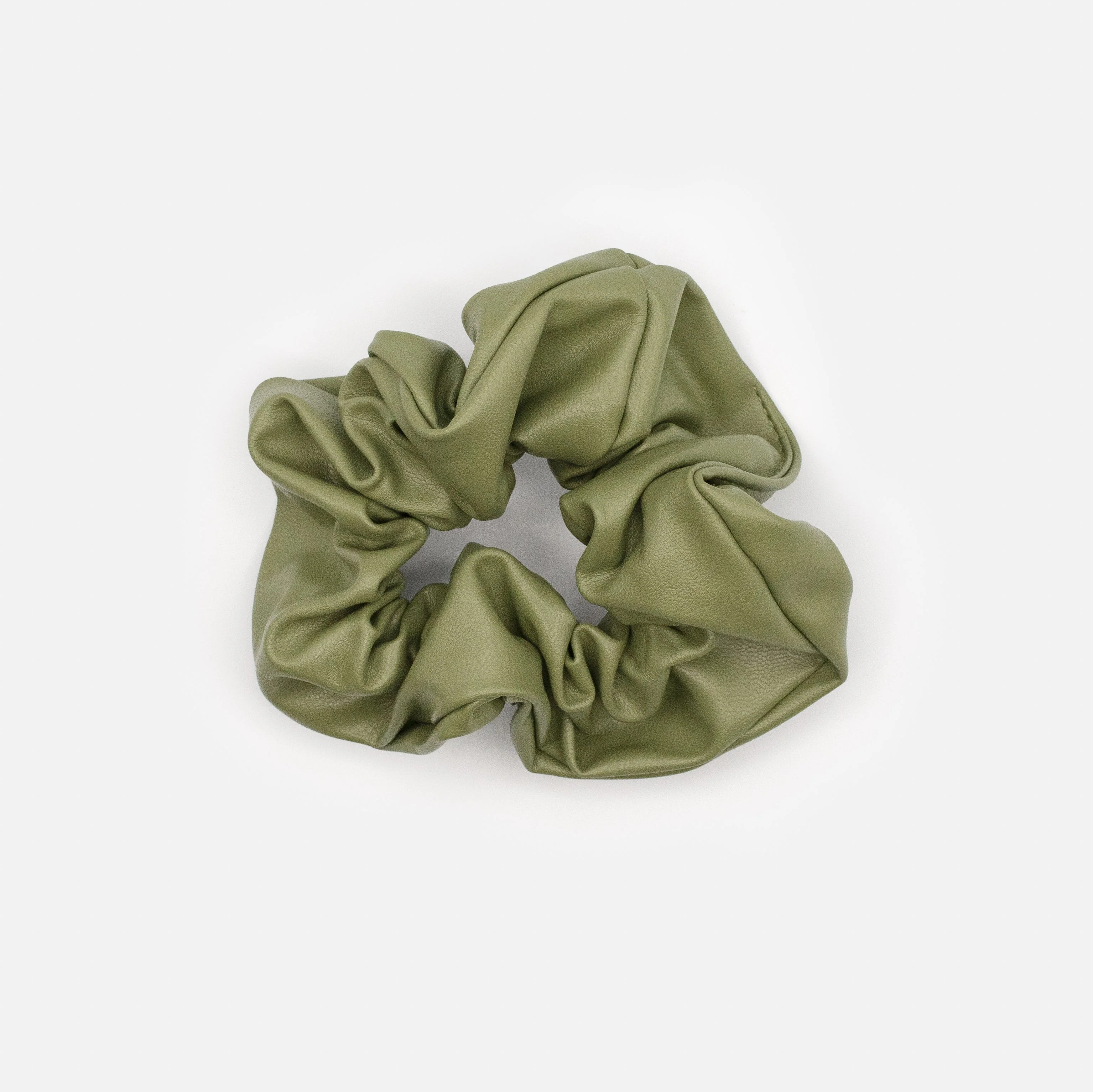 Chouchou vert olive effet cuir - Image 2