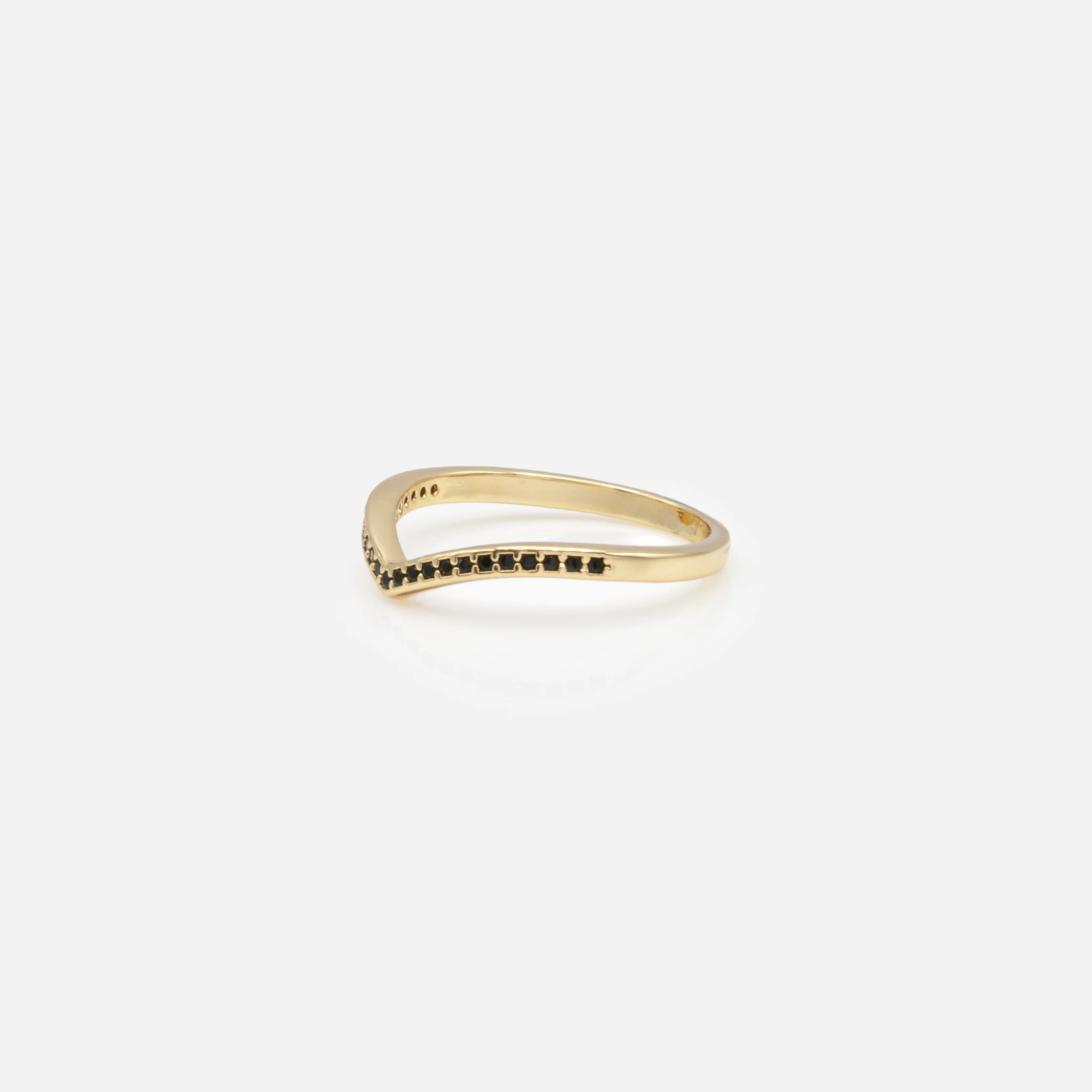 Bague dorée et noire en "V" - Image 2