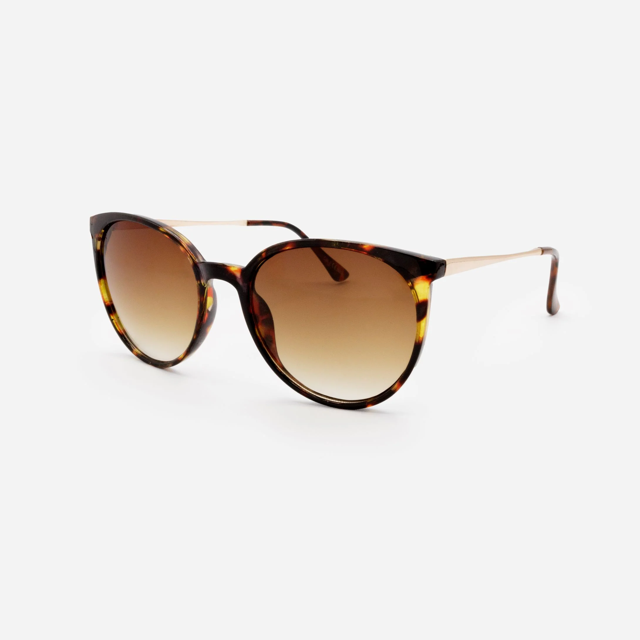 Lunettes de soleil écaille de tortue et dorées avec verres bruns