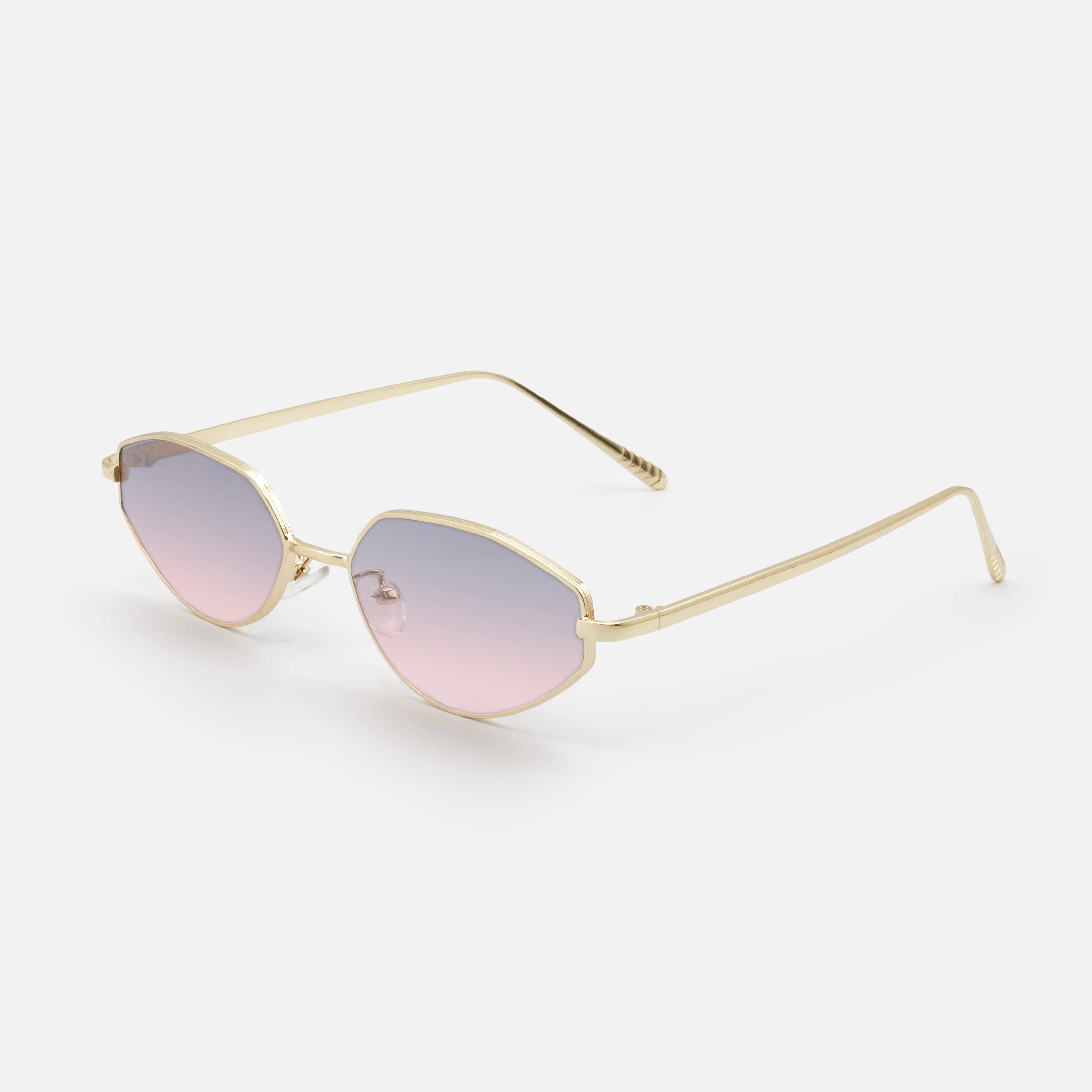 Lunettes de soleil dorées avec verres mauves et roses