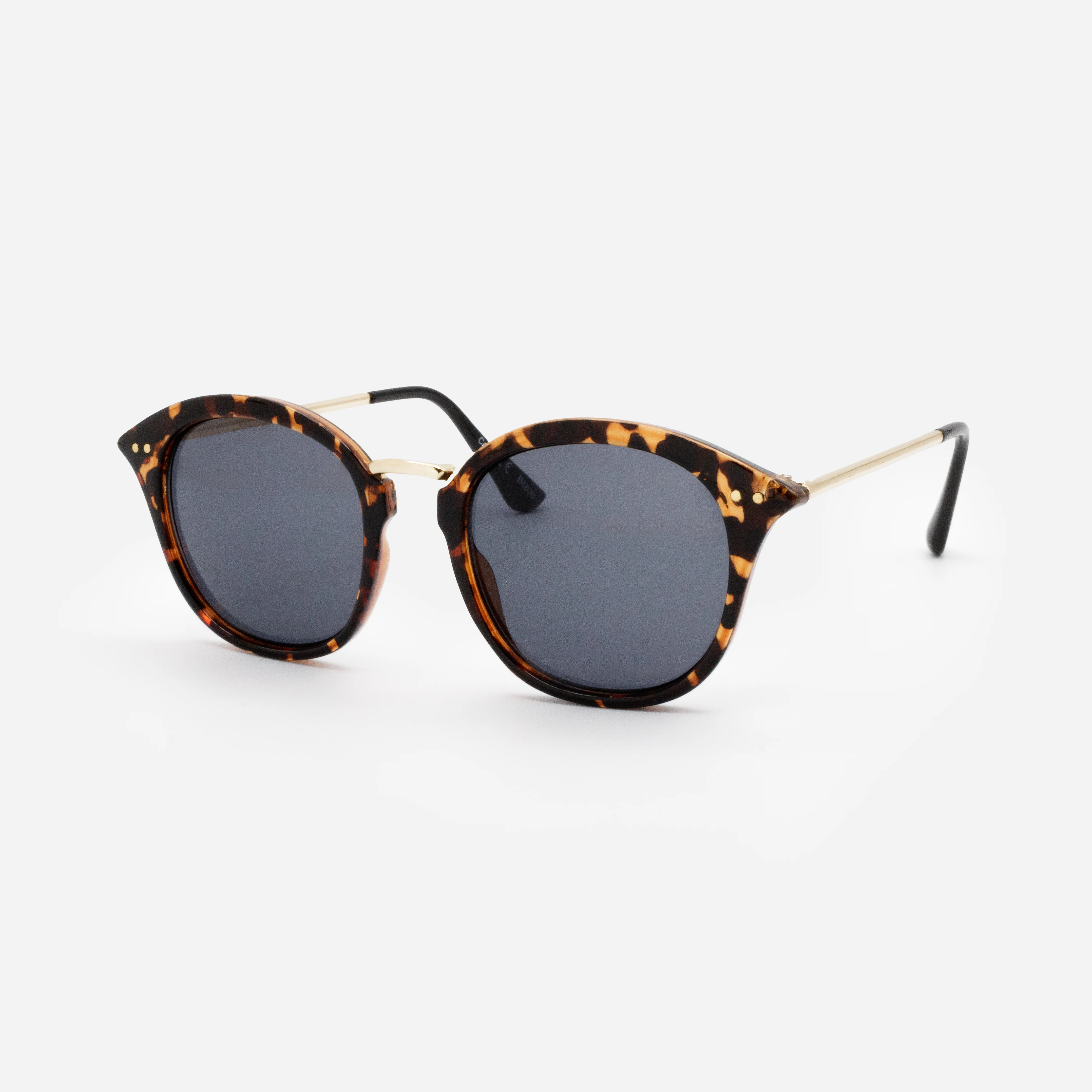 Lunettes de soleil écaille de tortue et dorées avec verres noirs