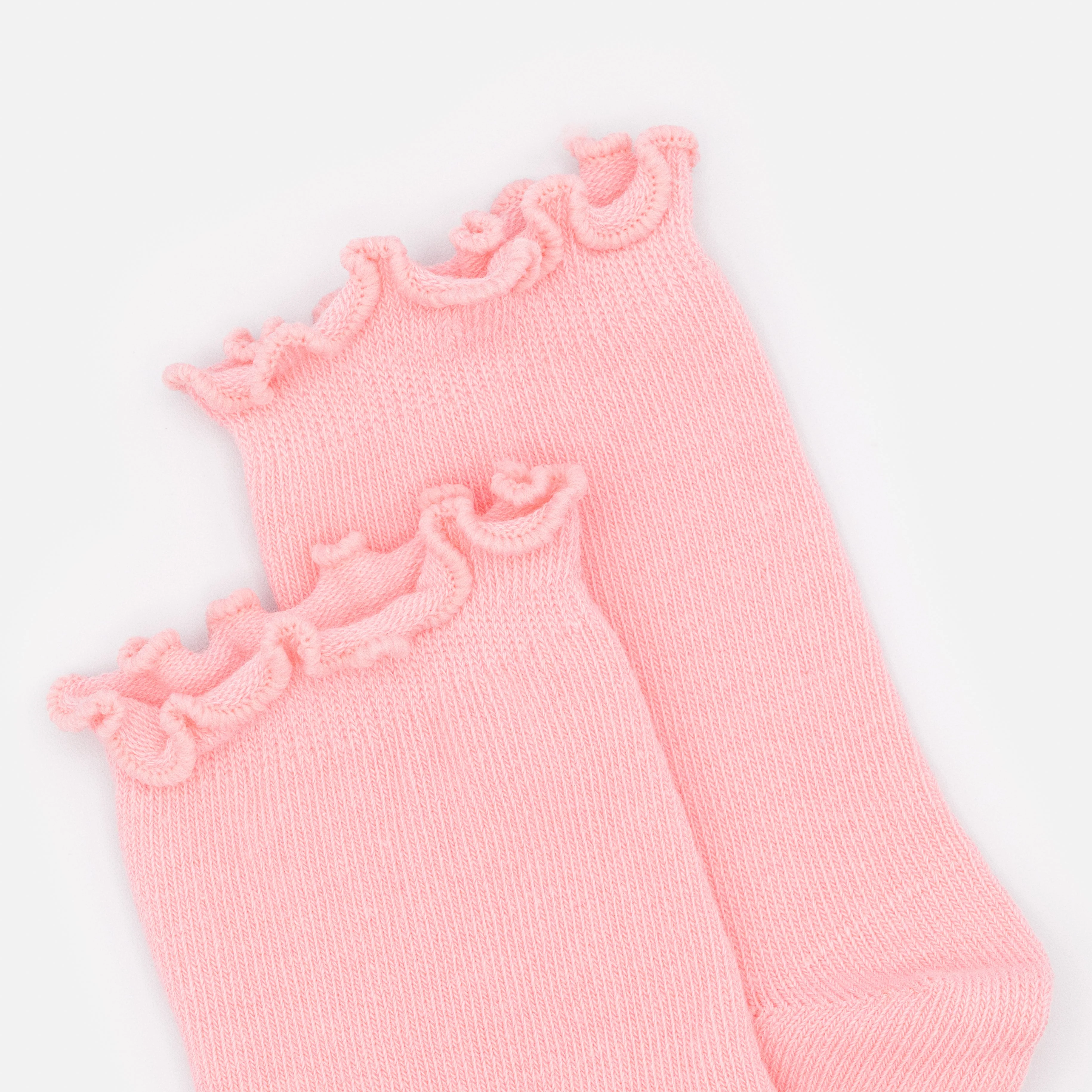 Mini bas cheville rose pâle à bordure ondulée - Image 2