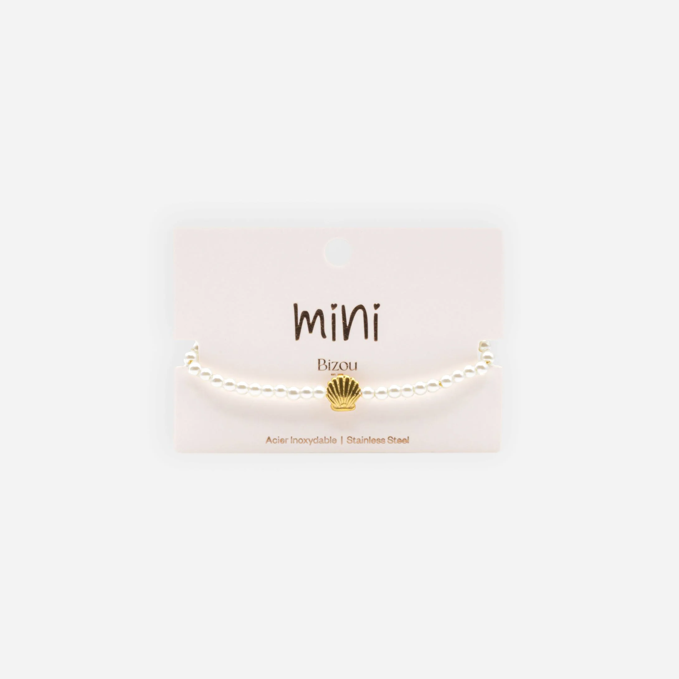 Mini bracelet doré coquillage et perles en acier inoxydable