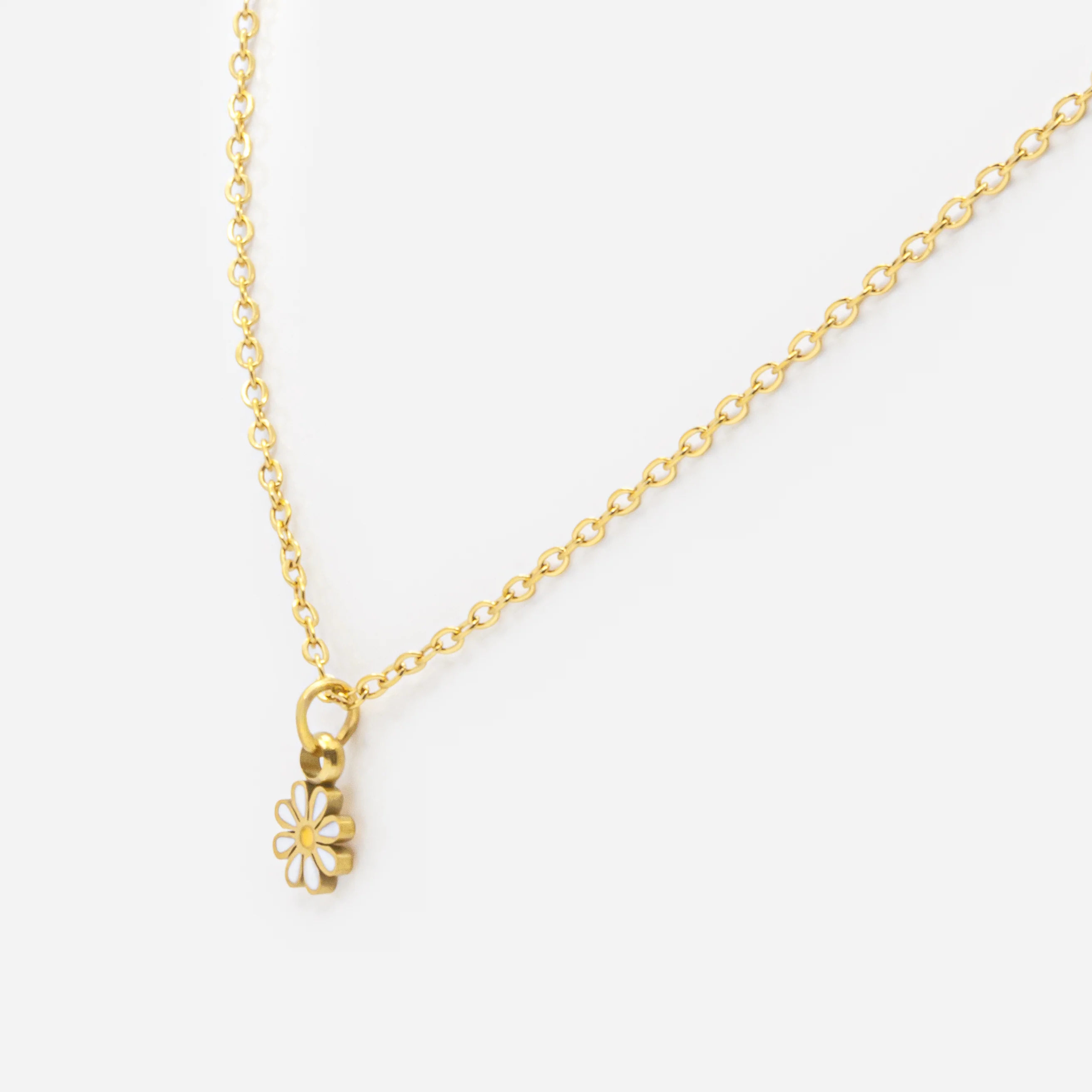 Mini collier doré breloque marguerite en acier inoxydable - Image 2
