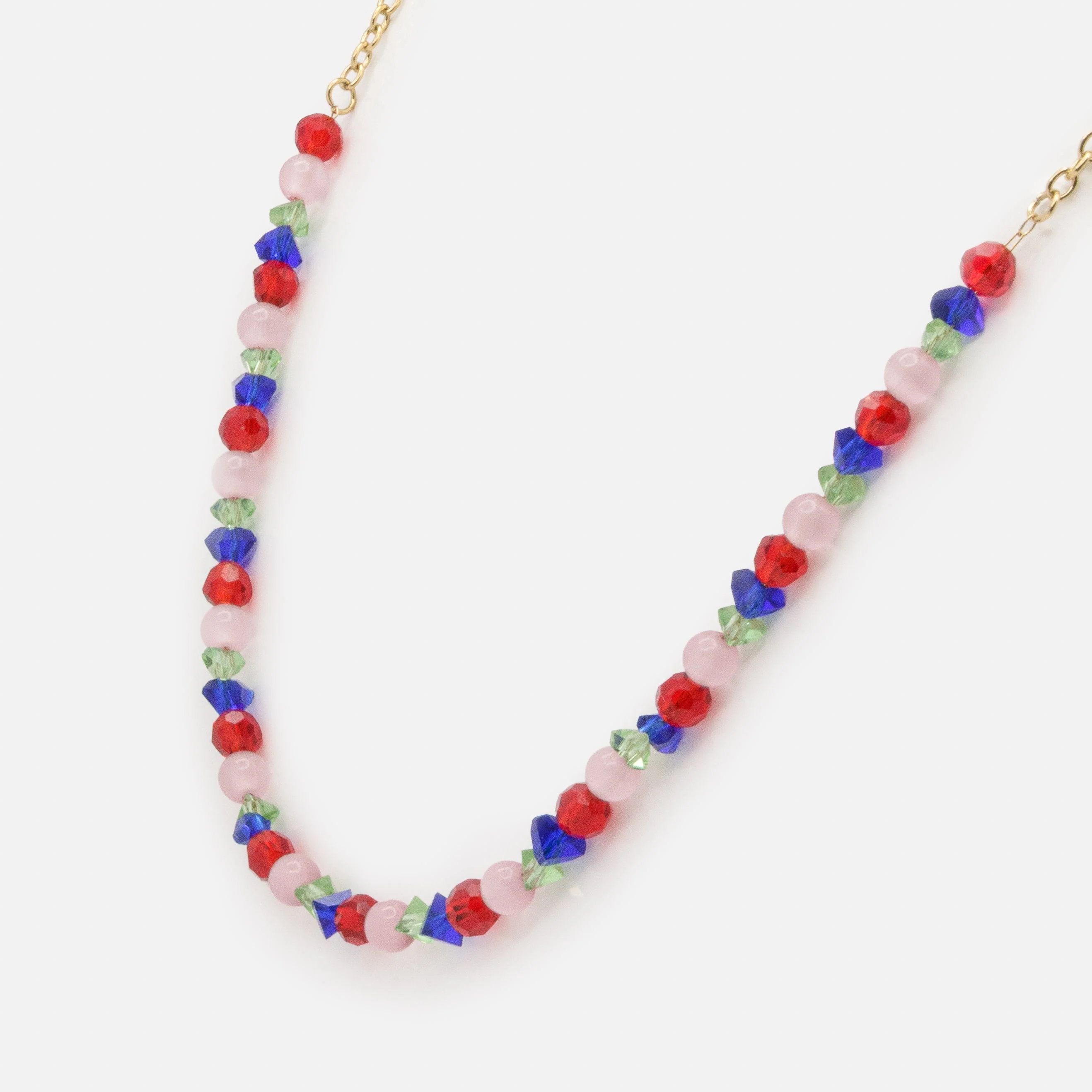 Mini collier doré en acier inoxydable & billes colorées