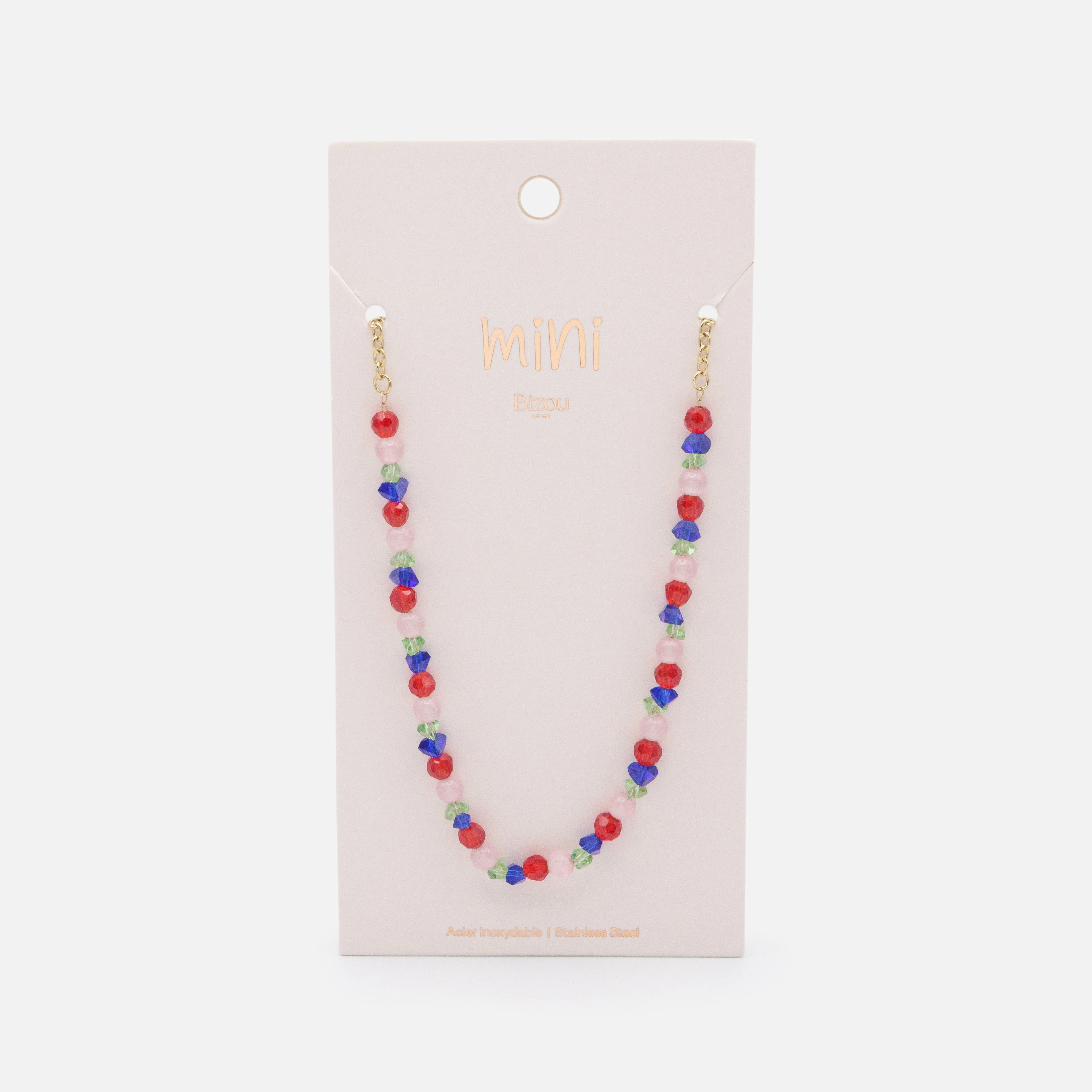 Mini collier doré en acier inoxydable & billes colorées - Image 3