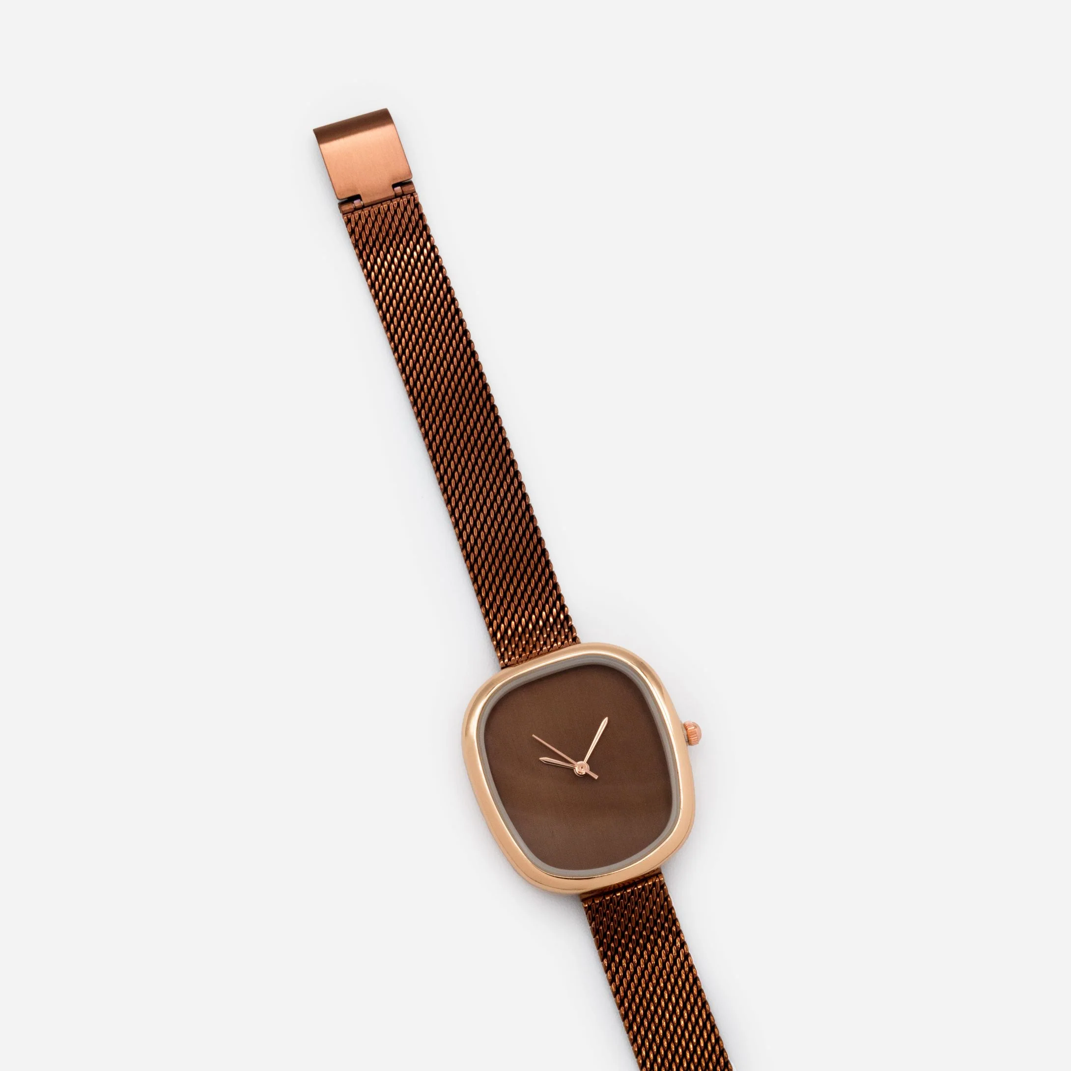 Montre brun foncé à boîtier rose doré en acier inoxydable - Image 3
