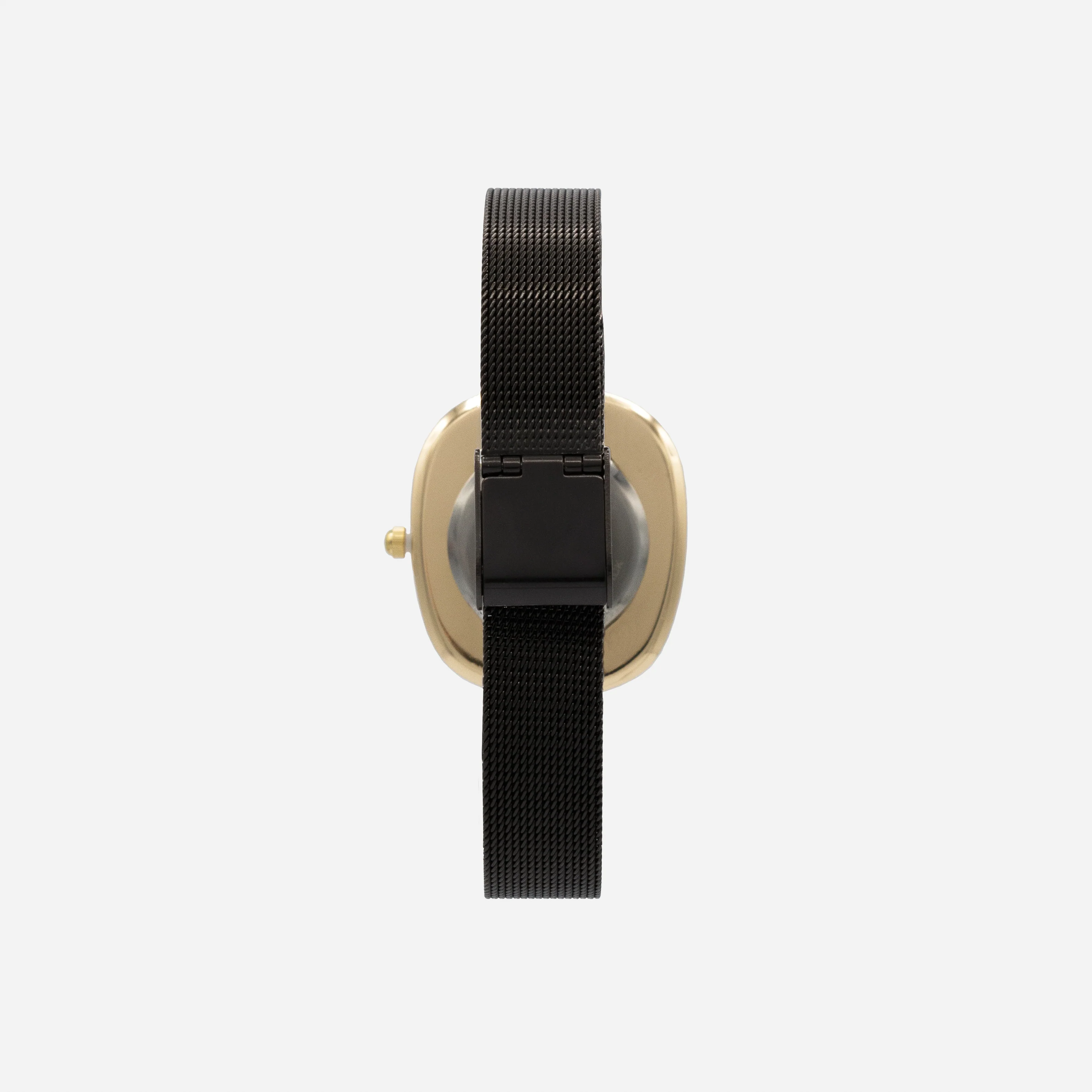 Montre noire à boîtier doré et cadran gris en acier inoxydable - Image 2