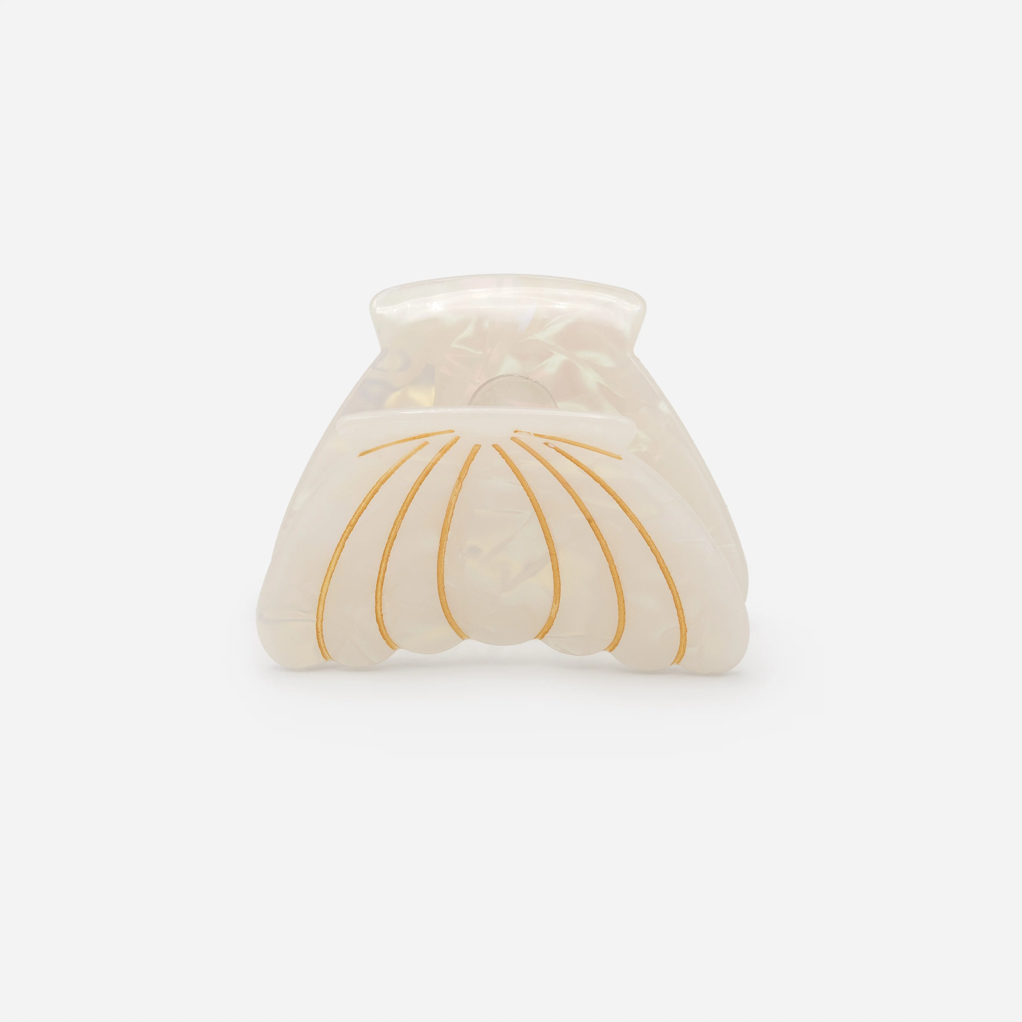 Moyenne pince coquillage blanc nacré et doré