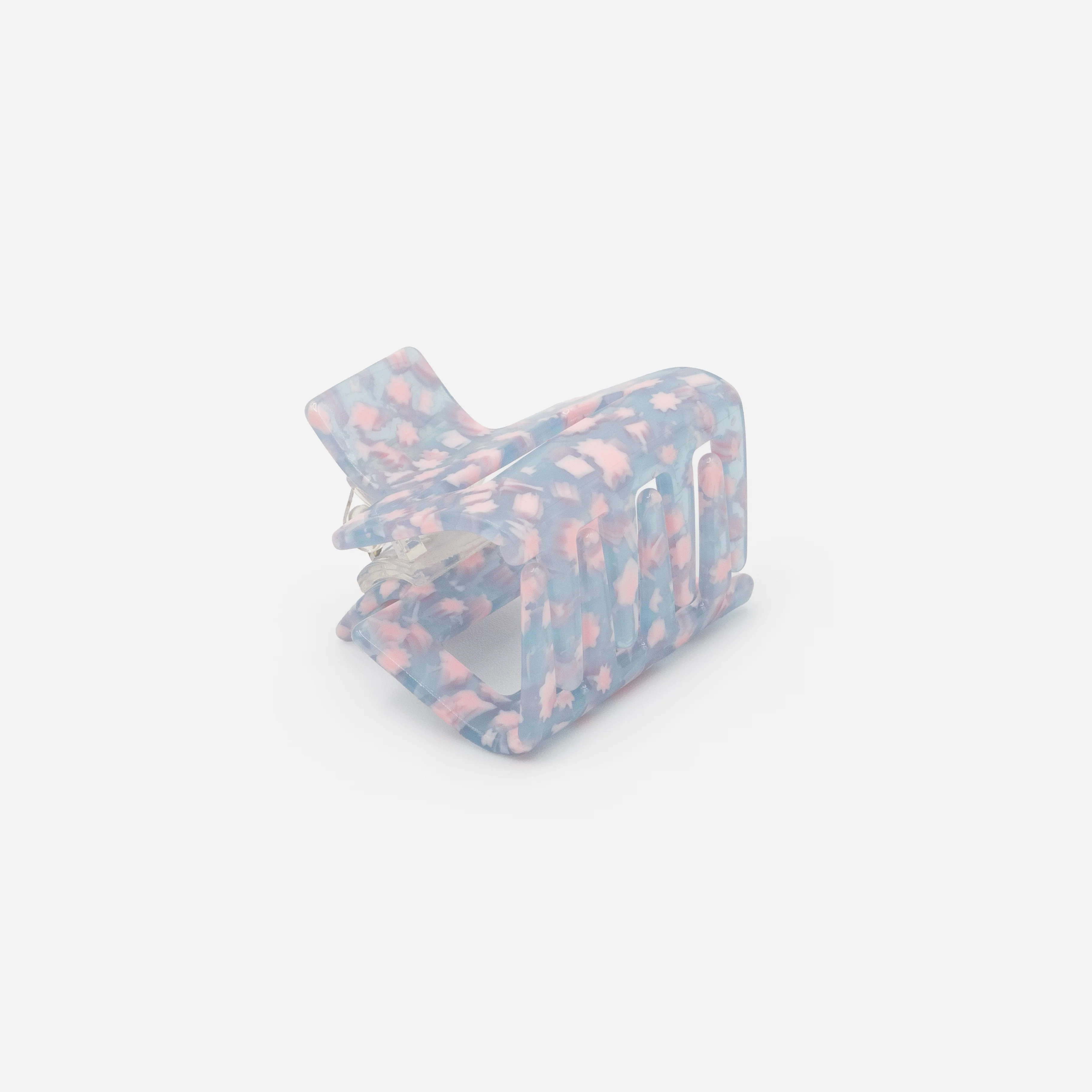 Moyenne pince rectangulaire bleue Ă motifs roses - Image 3