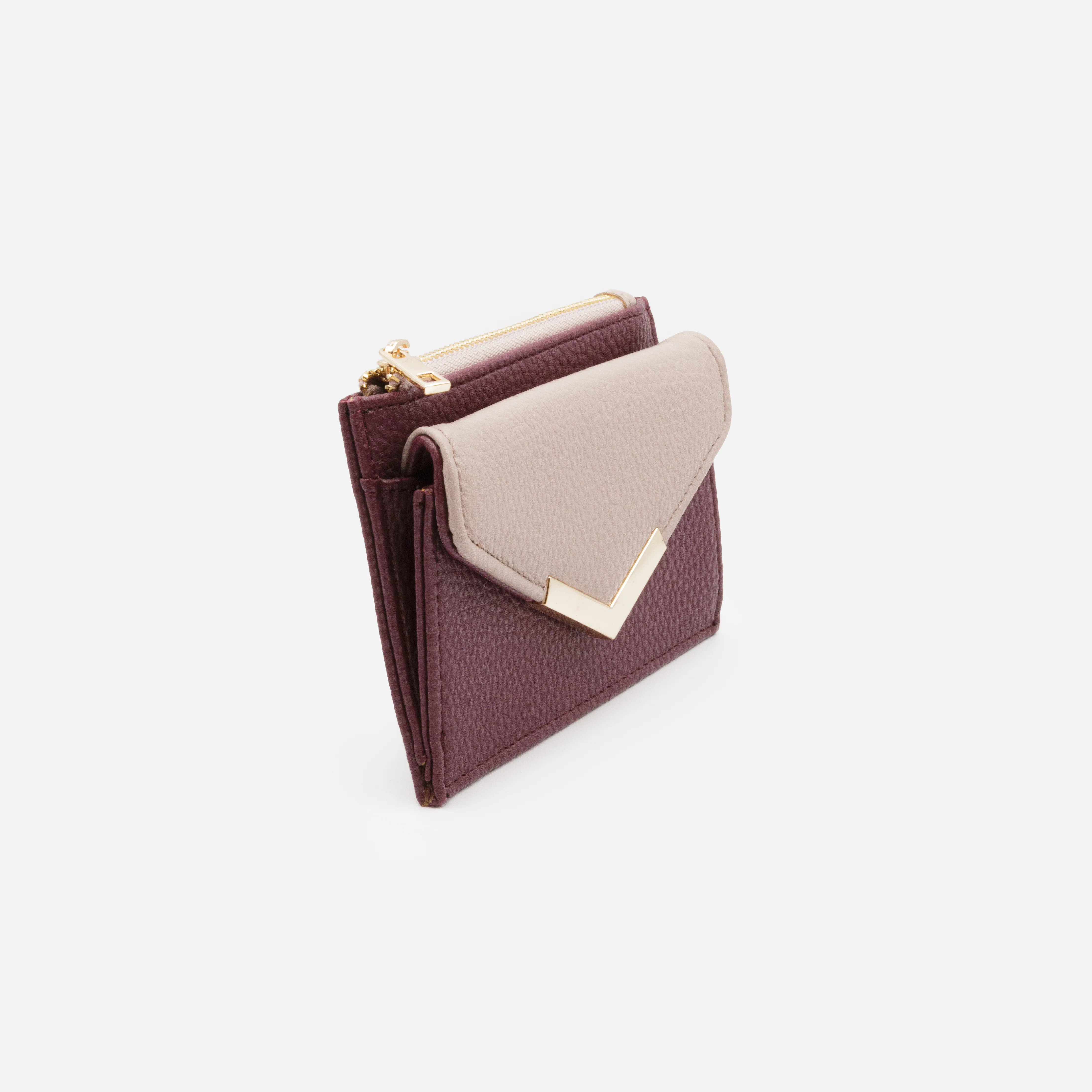 Petit portefeuille prune et lilas à rabat en pointe - Image 2